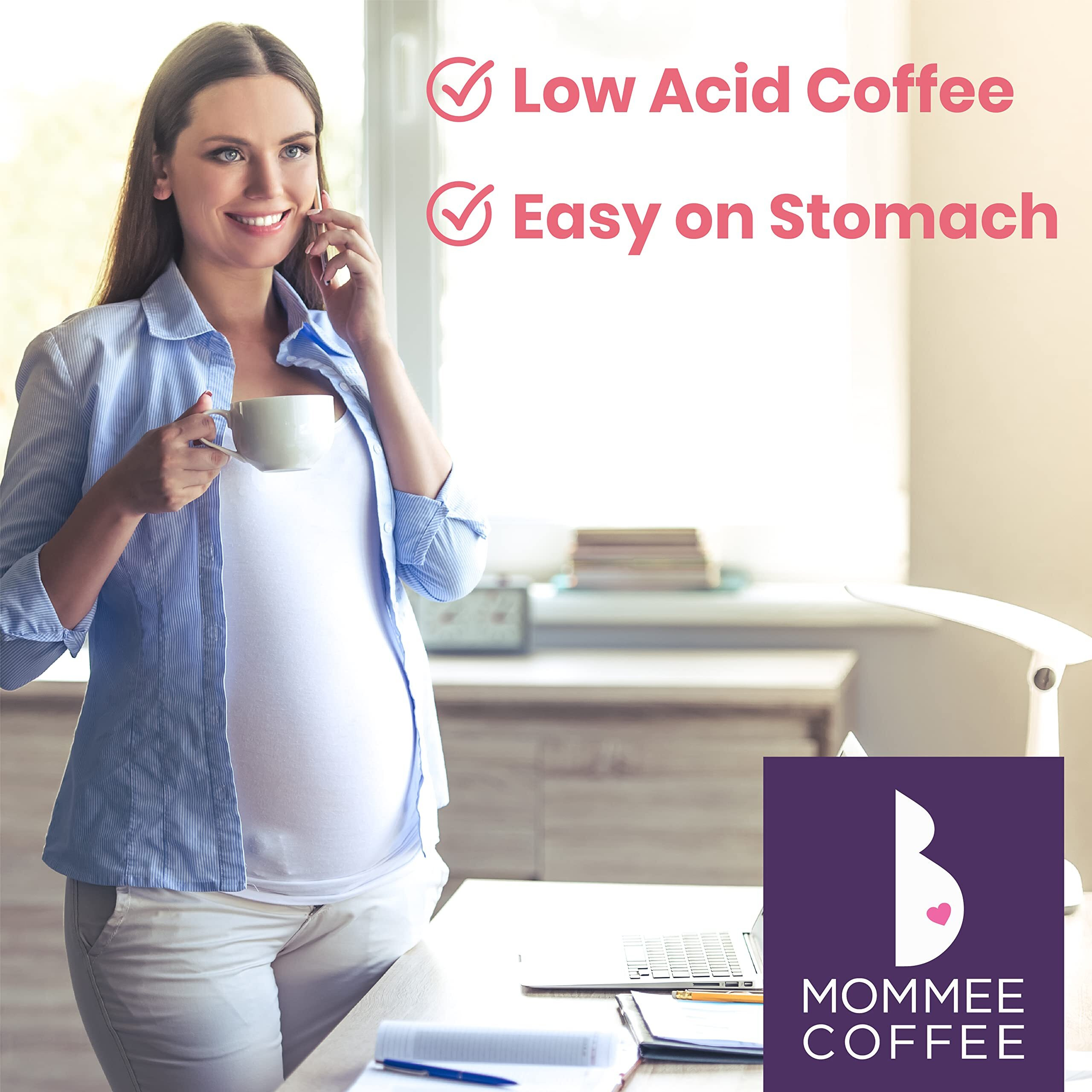 Mommee Coffee - Decaf | Low Acid, Organic, Fair Trade, Water Processed | Whole Bean, 22 Oz.