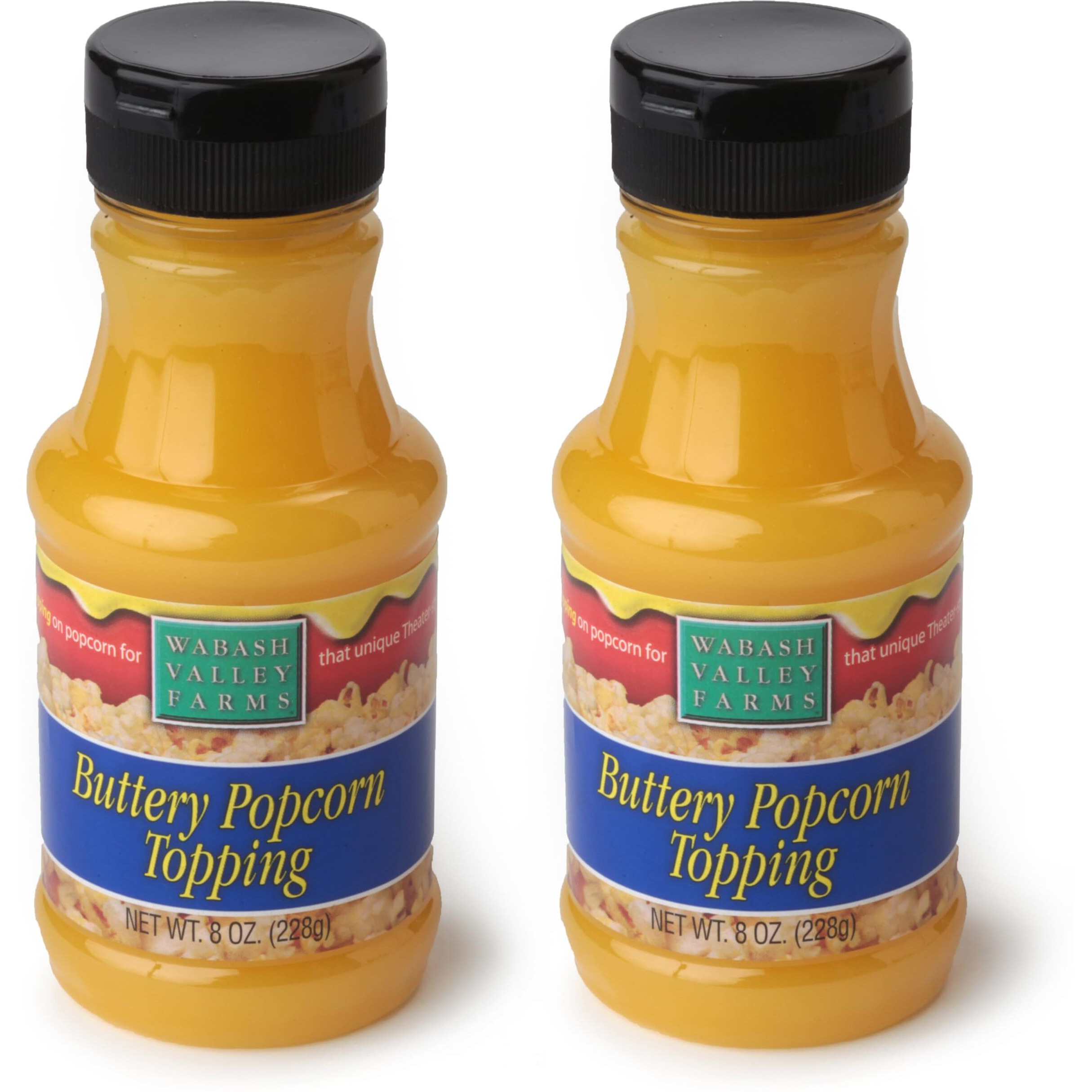 Movie Theater Popcorn Butter Topping - Wabash Valley Farms Buttery Popcorn Topping, Popcorn Butter Topping For Homemade Popcorn, Buttery Flavored Popcorn Topping, Butter For Popcorn (8 Oz - 2 Pack)