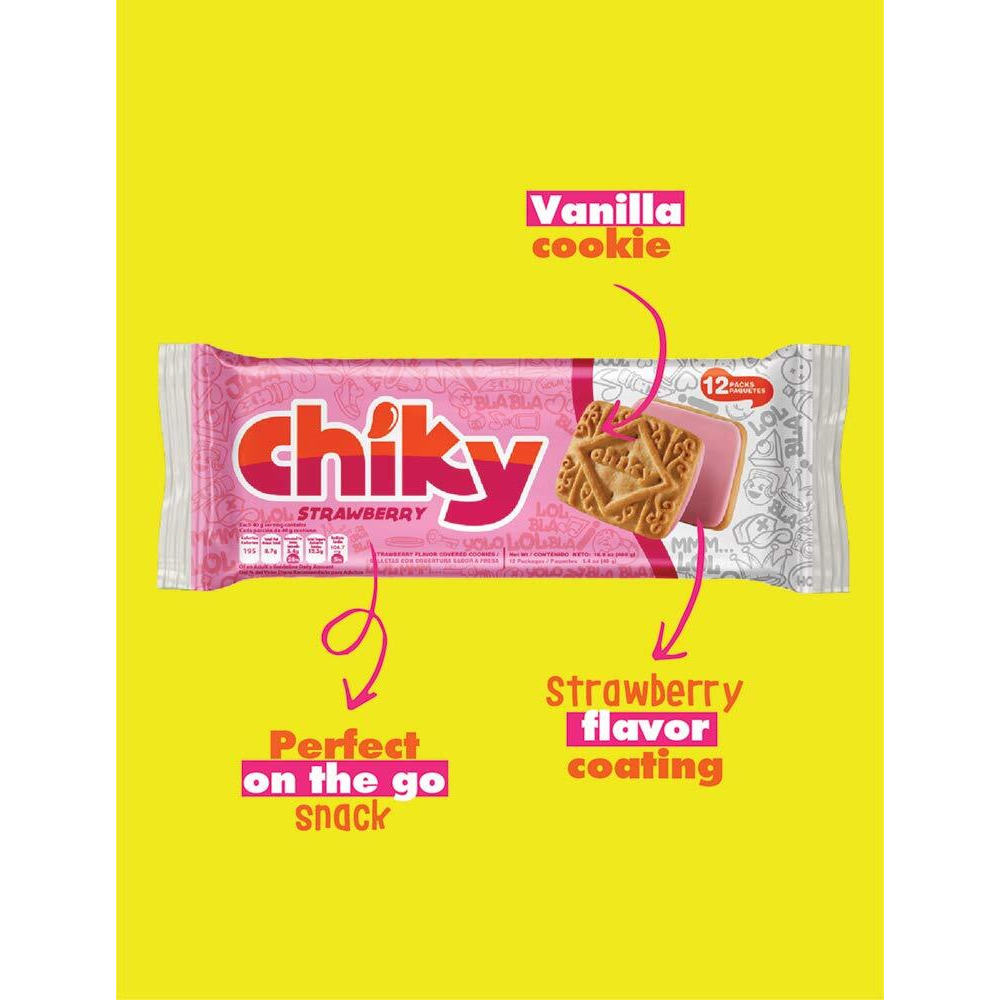 Pozuelo Chiky Strawberry Cookies | Crispy Vanilla Cookies Filled With Strawberry Fudge | Delicious Creamy Flavors From Costa Rica | On-The-Go Treat | 16.9 Oz (Pack Of 3)