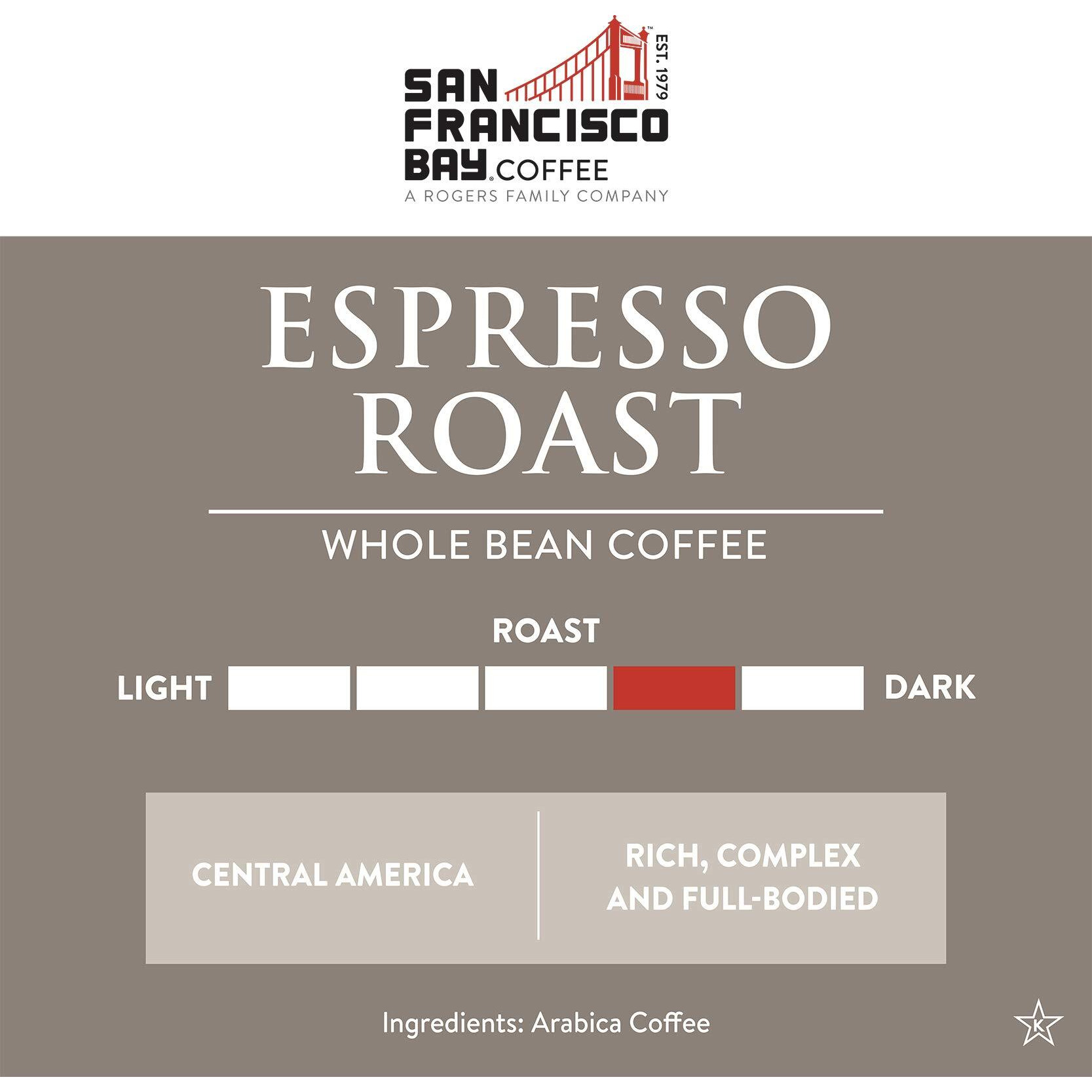 San Francisco Bay Whole Bean Coffee - Espresso Roast (2Lb Bag), Dark Medium Roast