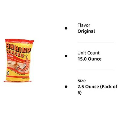 Shrimp Snacks (Orignal Flavor) - 2.5Oz (Pack Of 6)