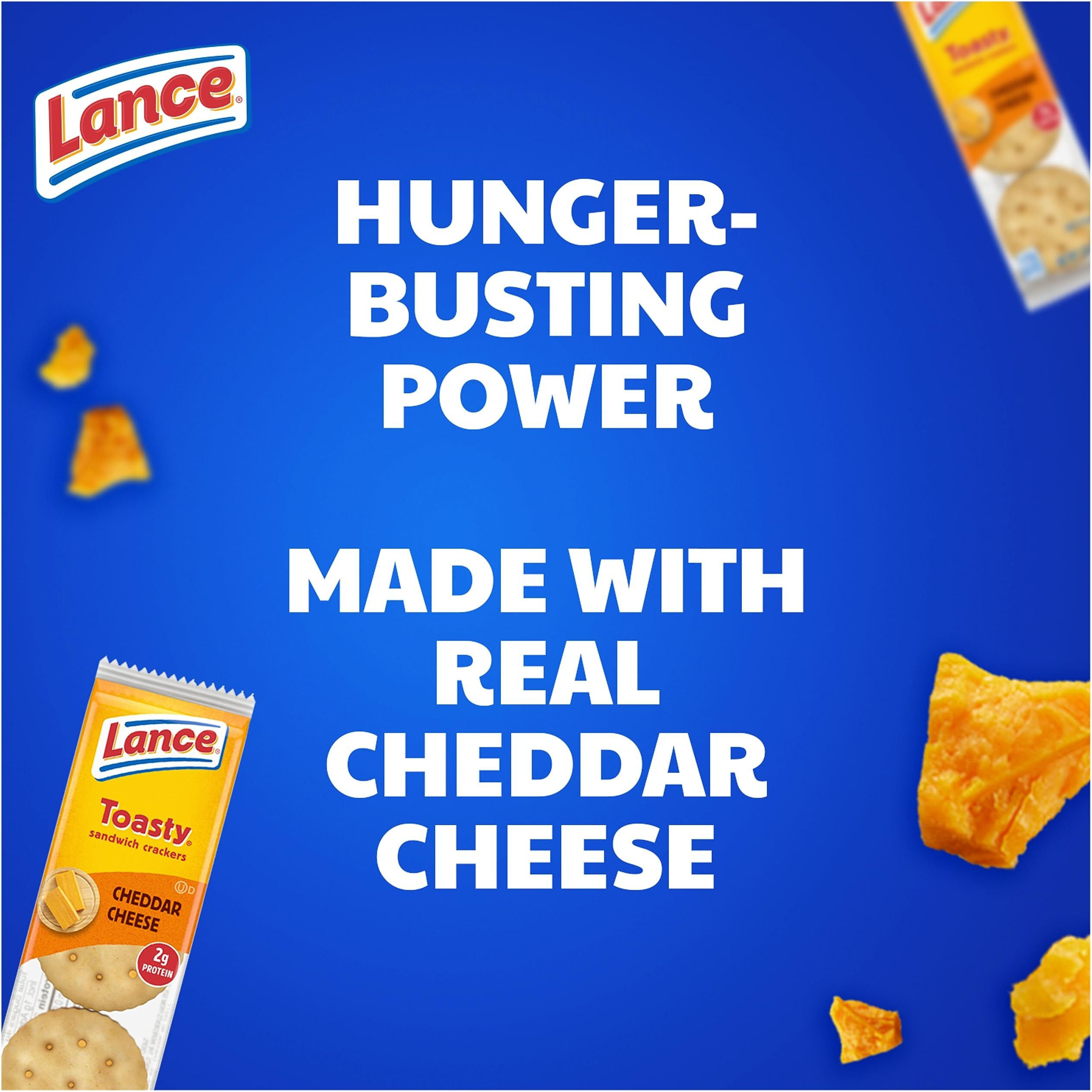Lance Sandwich Crackers, Toasty Cheddar, 8 Individually Wrapped Packs, 6 Sandwiches Each