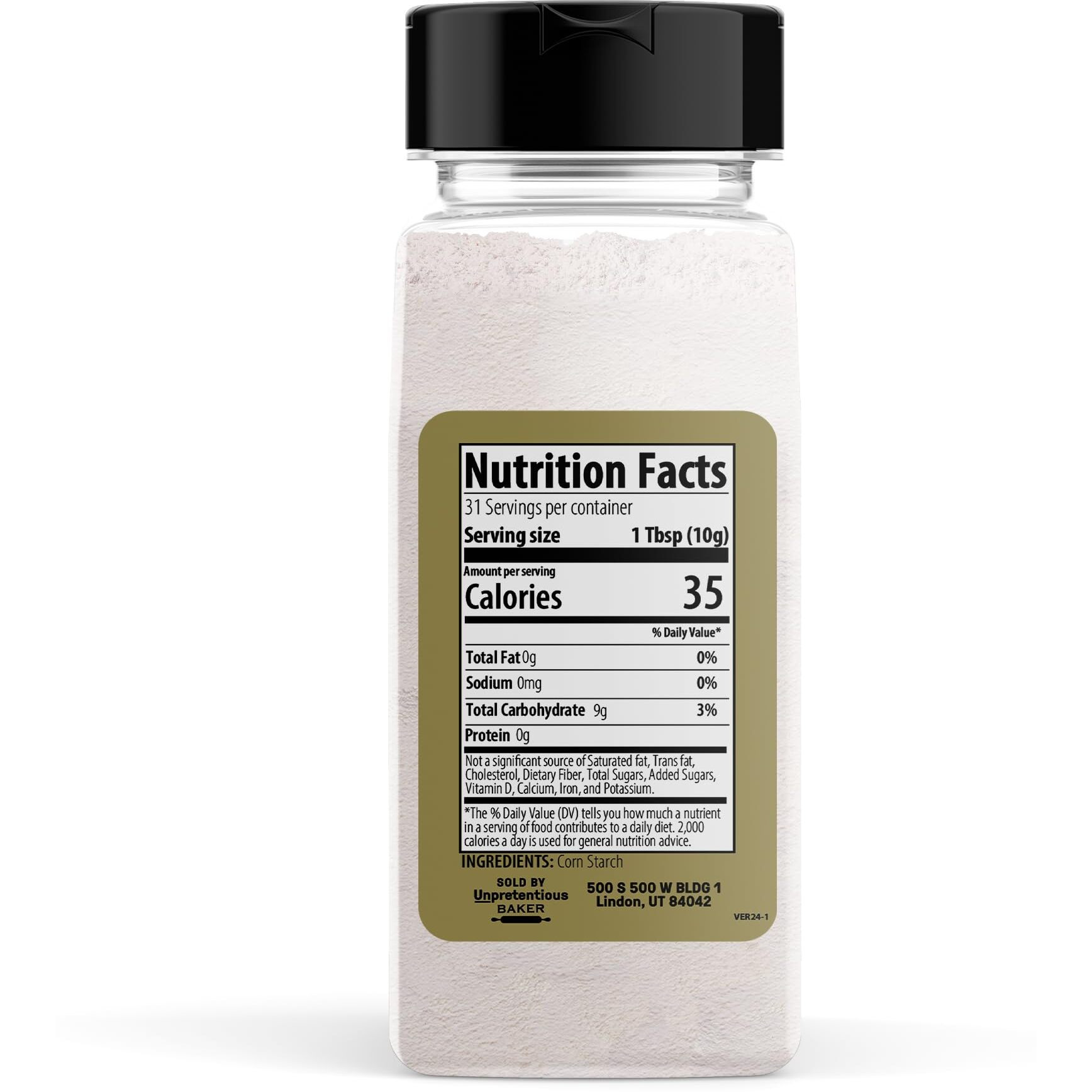 Corn Starch By Unpretentious, 2 Cups, Thickening Agent, For Bulk Baking & Cleaning Use