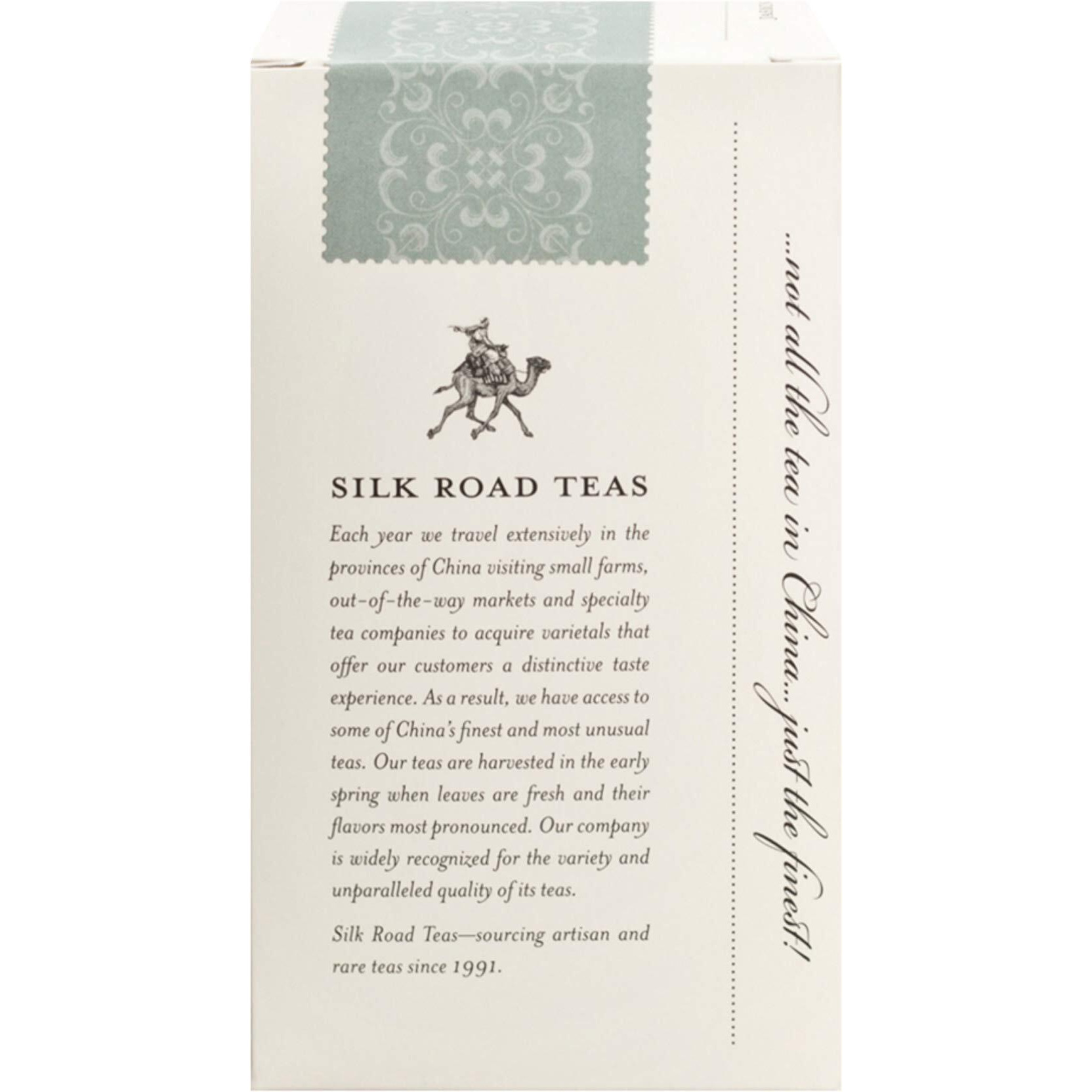 Silk Road Teas, Organic Jasmine Silver Tip Tea, Organic Green Tea, Artisan And Fair Trade, Floral Aroma, Invigorating & Savory Flavors, 15 Non-Gmo Biodegradable Corn Silk Tea Bags