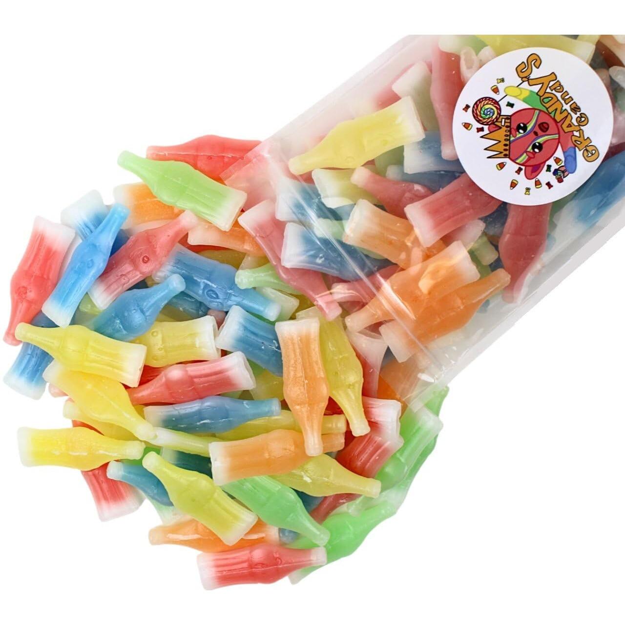 Grandys Candys Nik-L-Nips Vintage Wax Bottle Candy Drinks Filled With Flavored Syrups (Cherry, Orange, Lemon, Blue Raspberry, And Green Apple Flavors) 2 Pounds