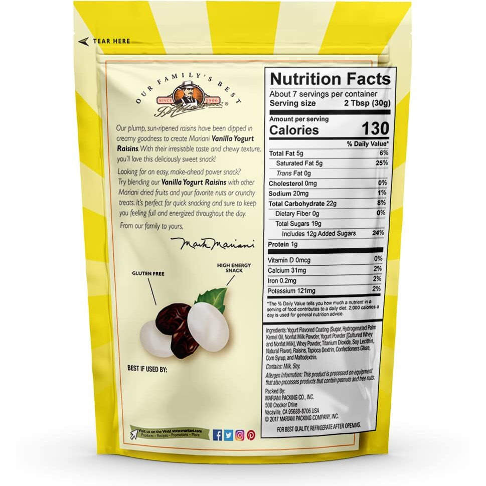 Mariani | Vanilla Yogurt Raisins | Healthy Snacks For Kids & Adults | Gluten Free Snacks | 4 Ounces (Pack Of 3)