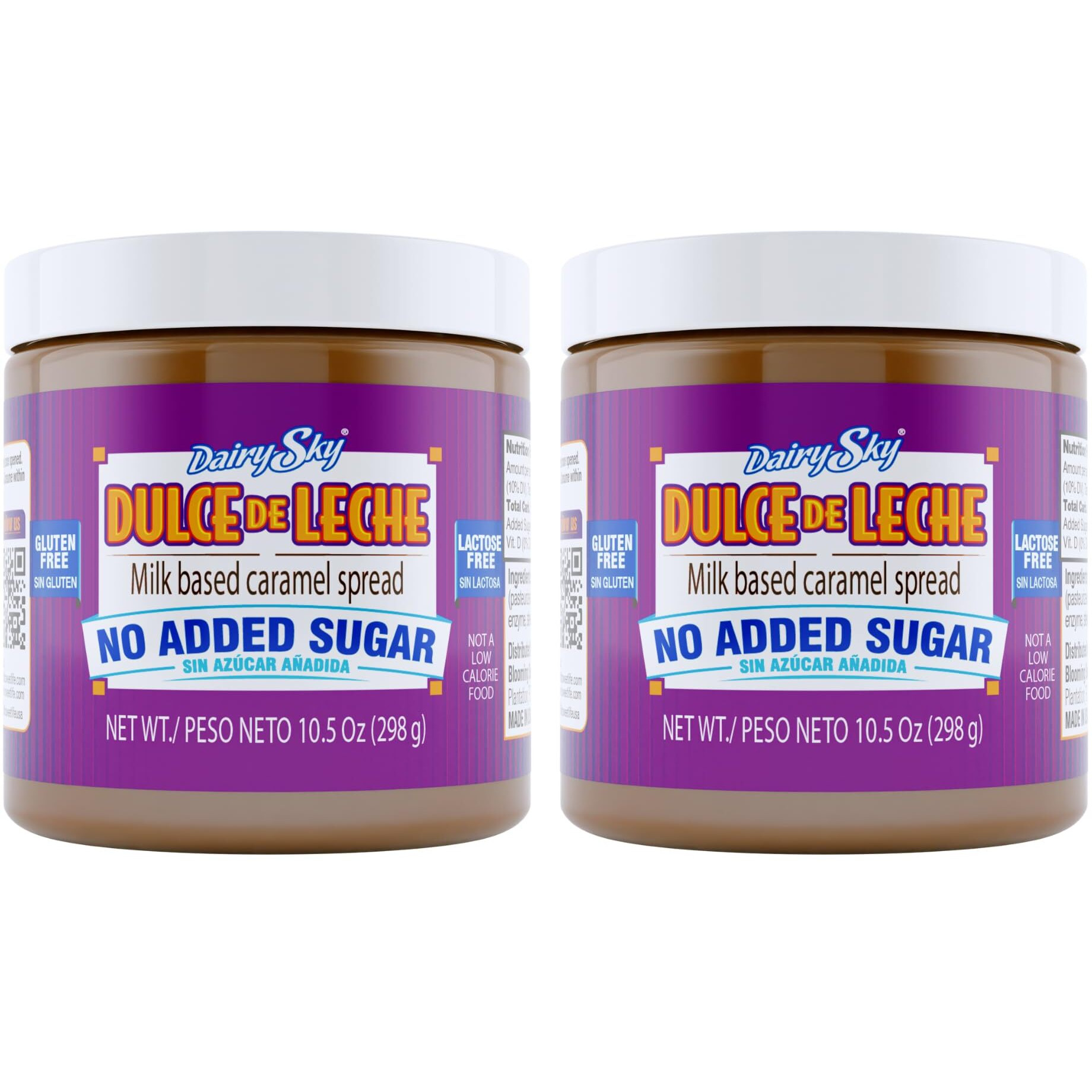 Dairysky Dulce De Leche No Added Sugar - 10.5Oz Made With Real Milk, Gluten-Free - Milk Based Caramel - Perfect For Desserts - 2 Pack