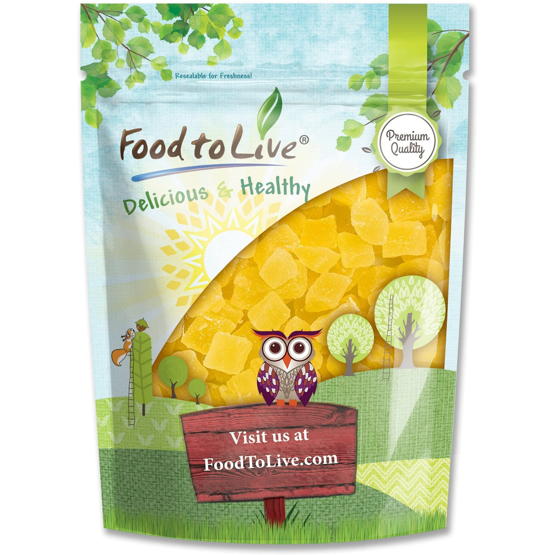Food To Live Dried Diced Pineapple, 2 Pounds Raw, Vegan, Sweetened, Unsulfured, Bulk, Great For Culinary Use And Baking