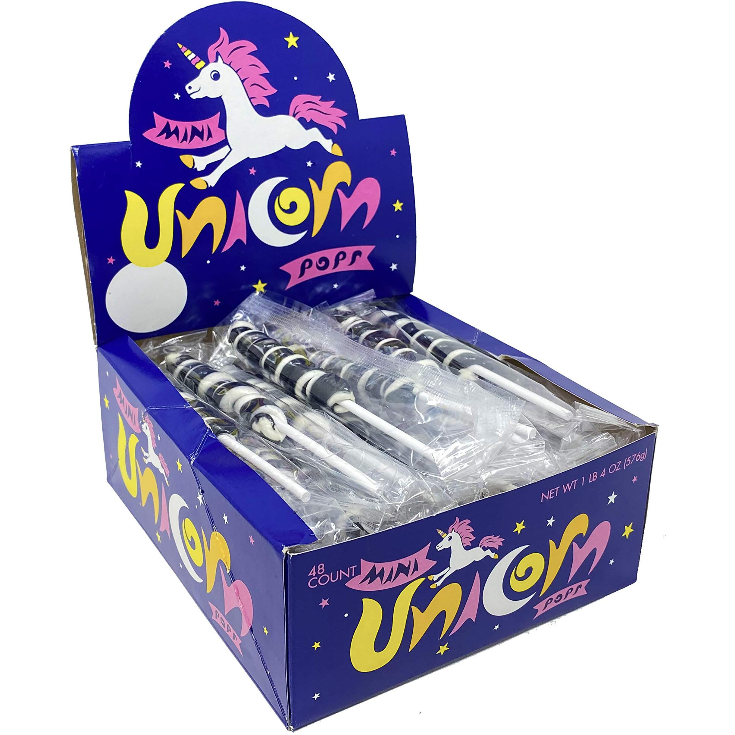 Adams & Brooks, Inc. Unicorn Pops 48 Count Individually Wrapped Unicorn Lollipops Great For Party Favors, Candy Buffets, Kosher Candy (Mixed Berry (Black))