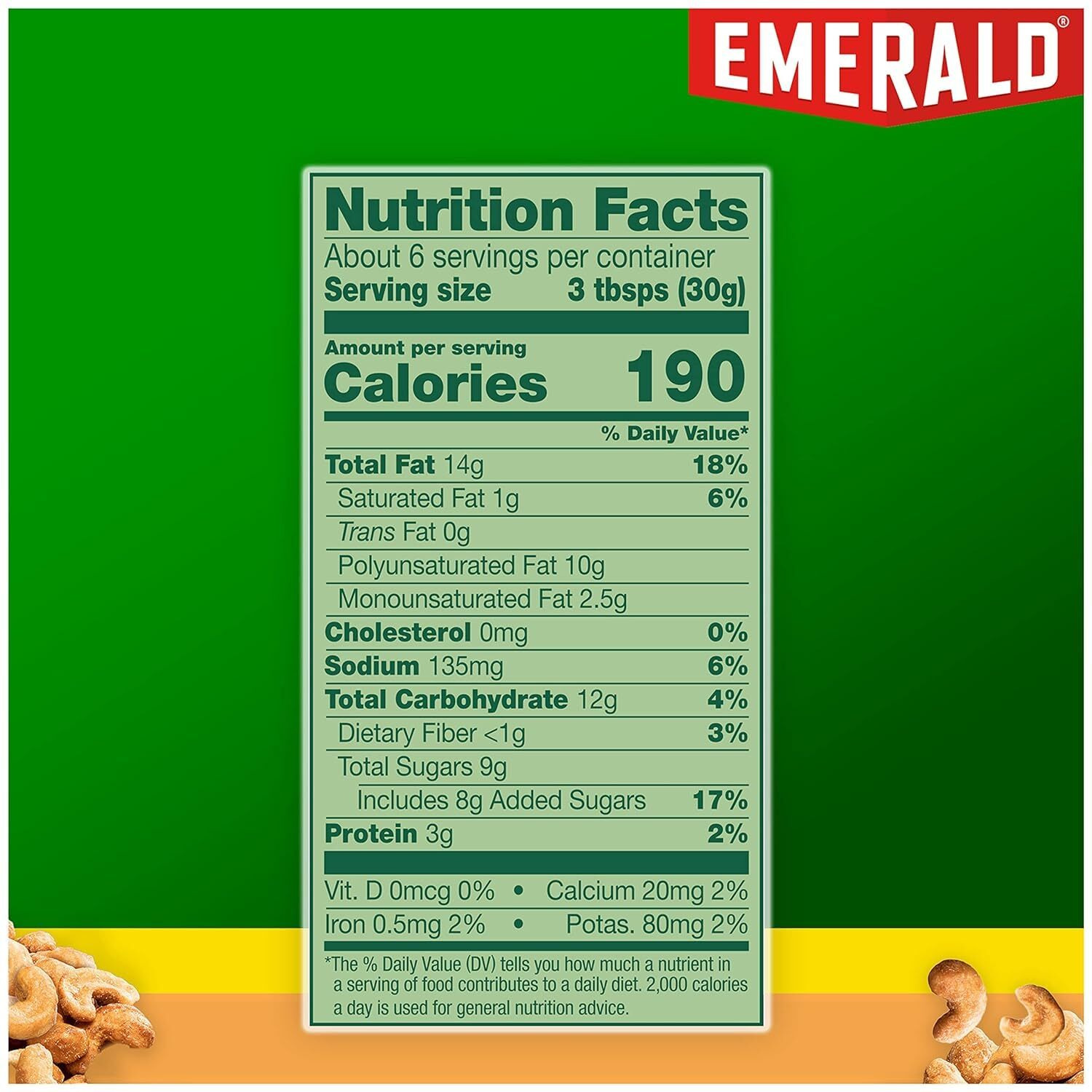 Emerald Nuts, Honey Glazed Cashews, 5 Oz, Resealable Bag (Pack Of 4)