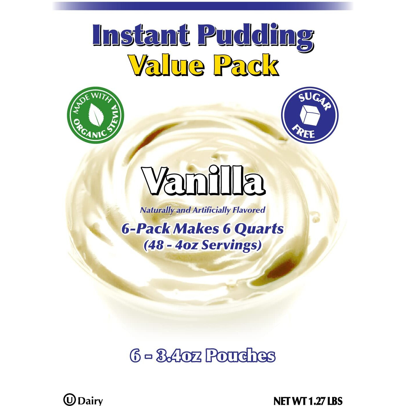 Gramzero Vanilla Sugar Free Pudding Mix 6-Pack, Great For Nutrition Club Meal Replacement Shakes, Low Calorie Dessert, Stevia Sweetened