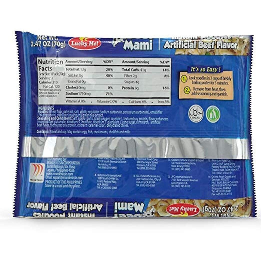 Lucky Me Beef Mami Instant Noodle Soup, 2.47Oz (70G), 15 Pack