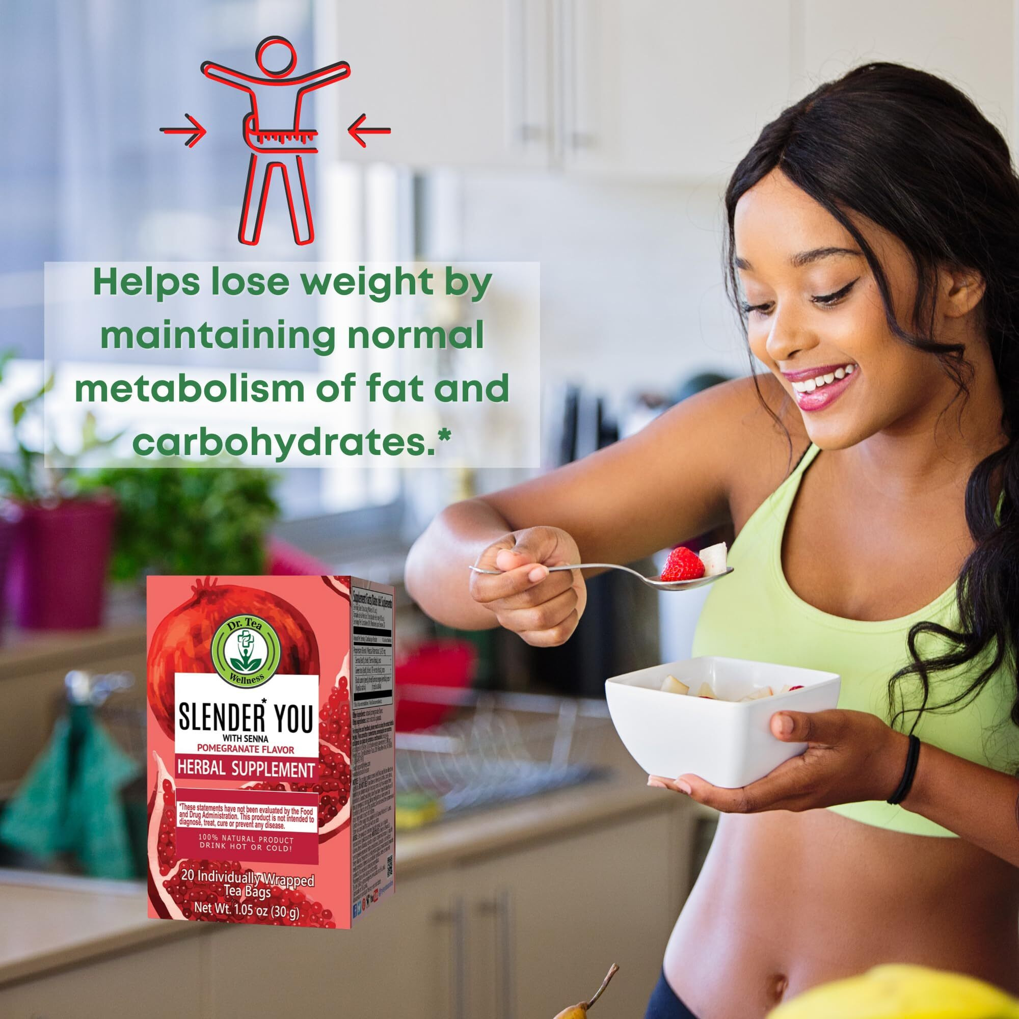 Dr. Tea Slender You Tea With Senna - Pomegranate Flavor - 20 Tea Bags
