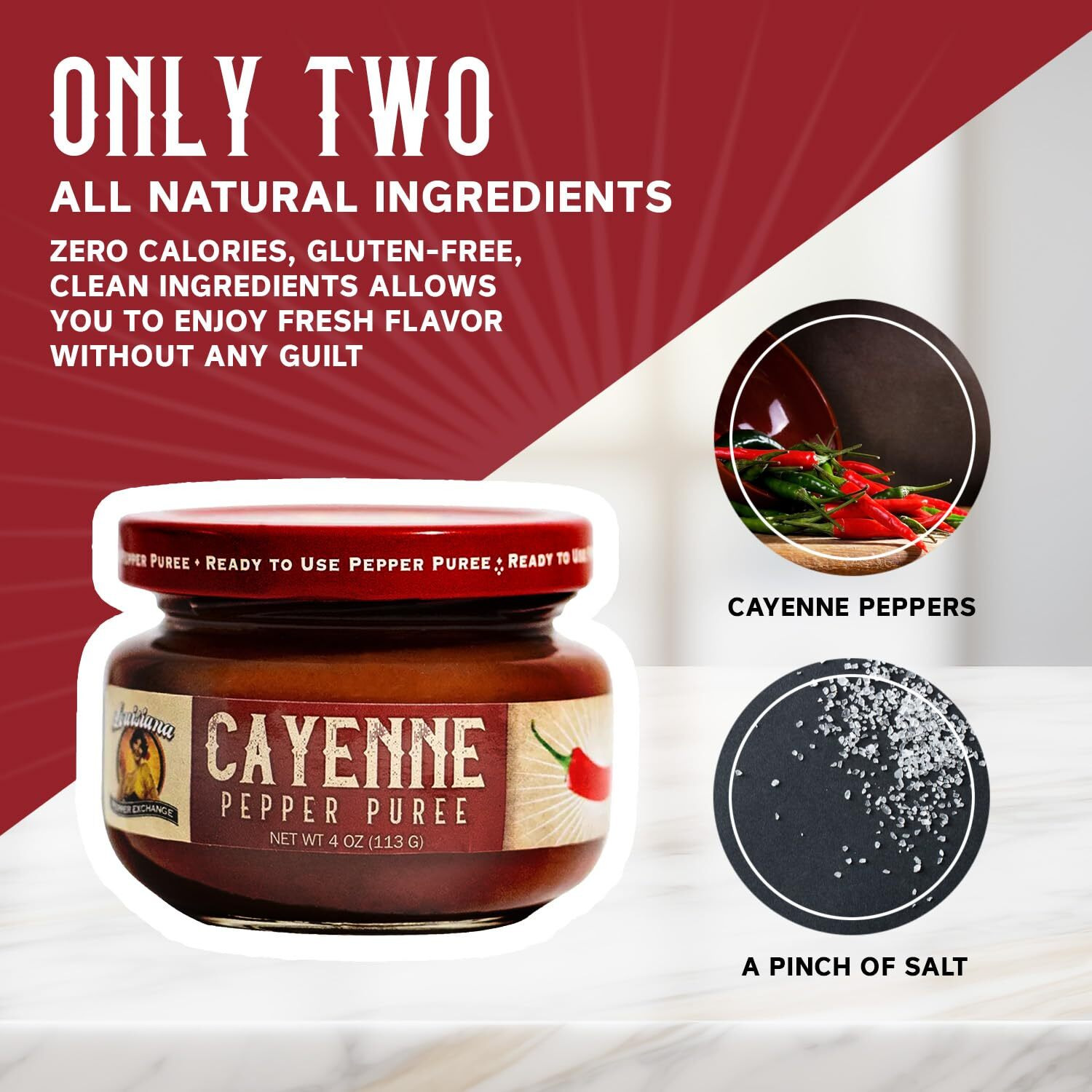 Cayenne - Louisiana Pepper Exchange - Fresh Pepper Replacement (Cayenne Pepper Puree) 2 Jars - Plant-Based, Gluten-Free. Replace Fresh Pepper And Cayenne Powder, Great For Seafood Boils, Cajun And Creole Dishes, And Bloody Mary Mixes - Cayenne Pepper Replacement