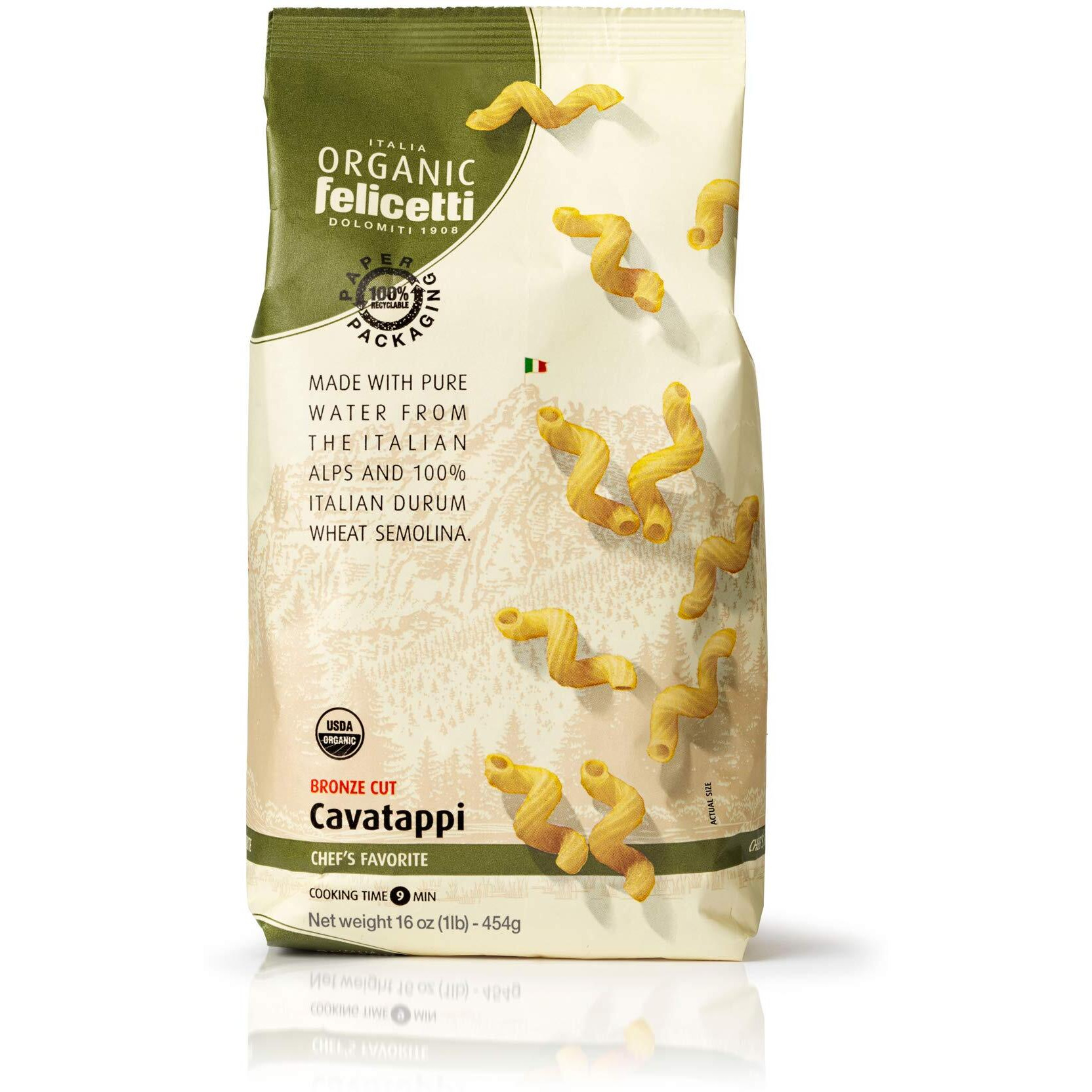 Organic Felicetti Cavatappi Pasta Italian Non-Gmo 16Oz (454G) 4 Pack