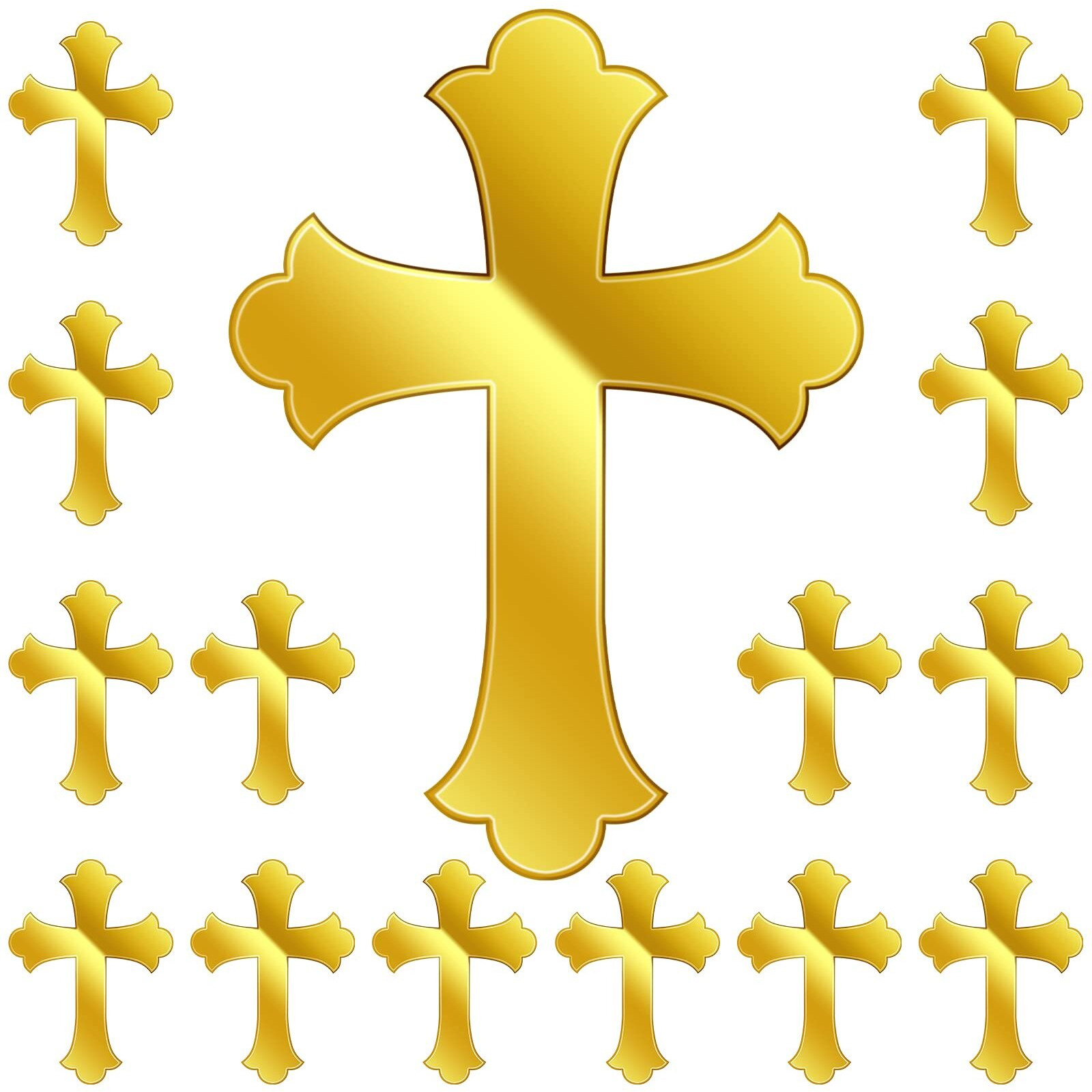 16 Pieces Baptism Cake Toppers Crossing Cupcake Toppers Gold Mirror Acrylic Cake Topper Baptism Decor Christian Decorations (Vivid Style)