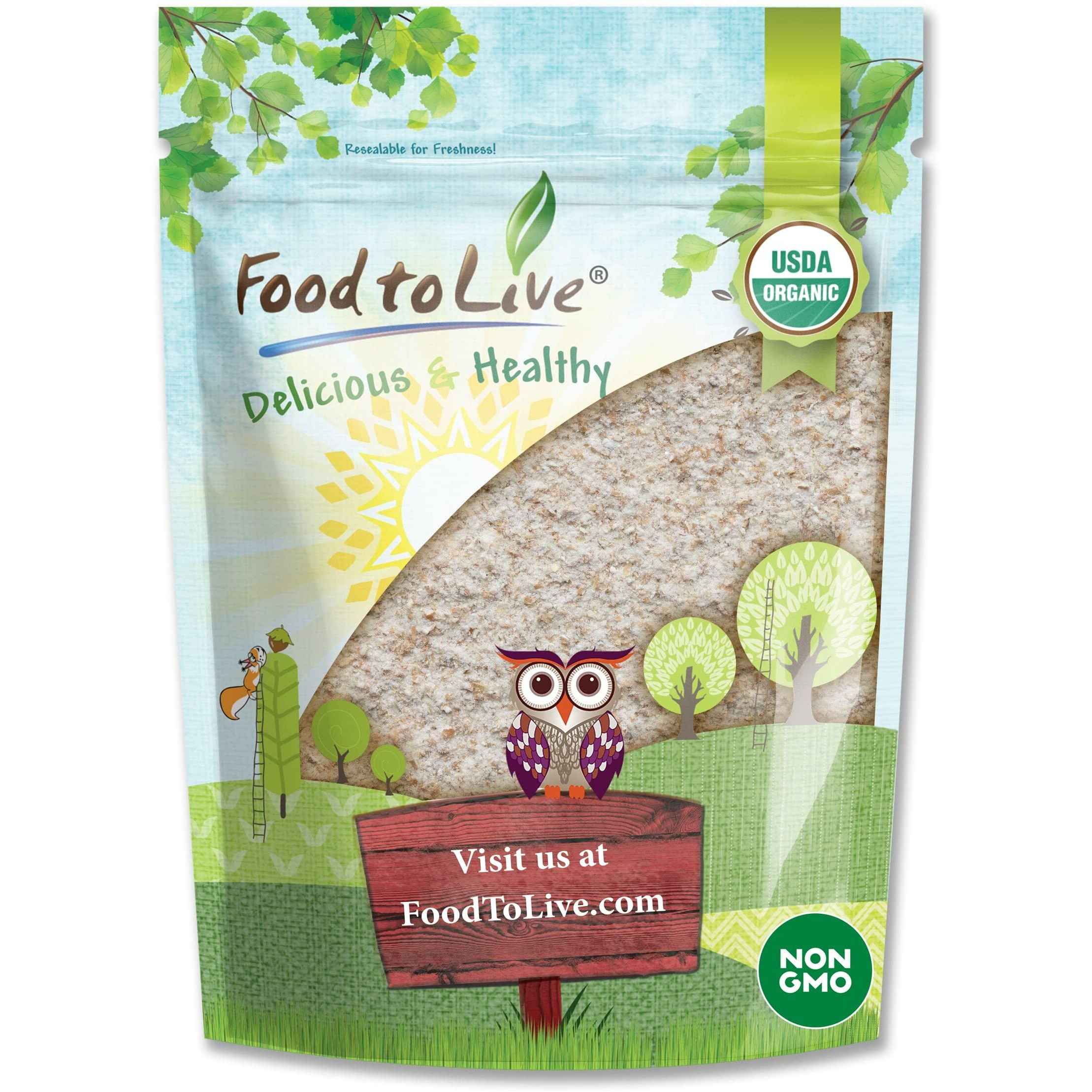 Food To Live Organic Whole Wheat Bread Flour, 2 Pounds Whole Grain, Stone Ground, Unbleached, Non-Gmo, Kosher, Unbromated, Raw, Vegan, Bulk, Product Of The Usa