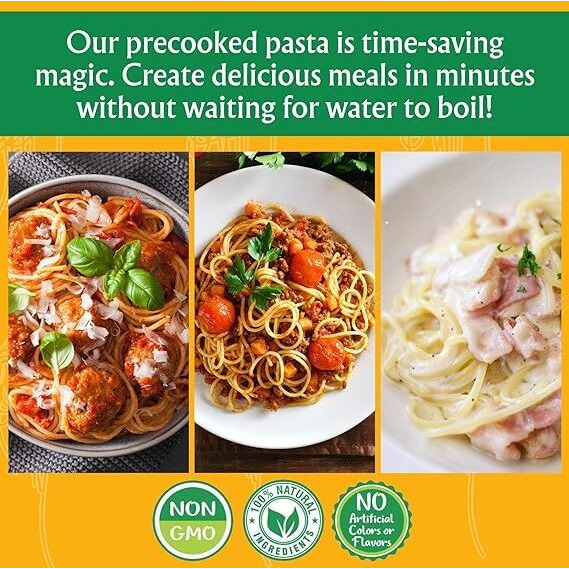 Pasta Zing Microwavable Variety Pasta Pack Of 7 | 2X Farfalle | 3X Spaghetti | 2X Fusilli Pasta | Microwave Pasta Ready To Eat In 60 Sec - Fully Cooked -100% Durum Wheat 7.05 Ounce