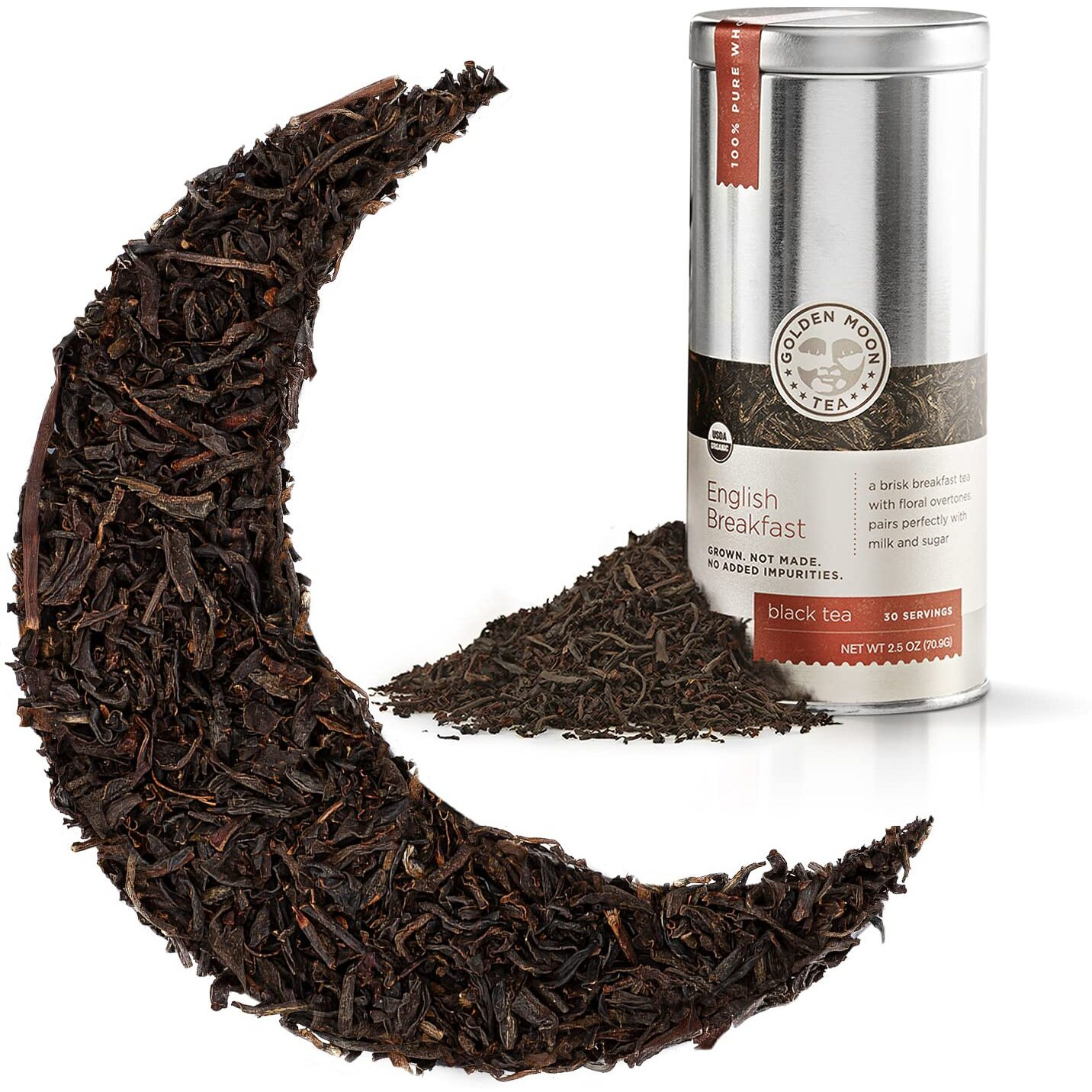 Golden Moon Tea Organic English Breakfast Black Tea - Loose Leaf, Non-Gmo 4 Tea Blend - Travel Tin (30 Servings)