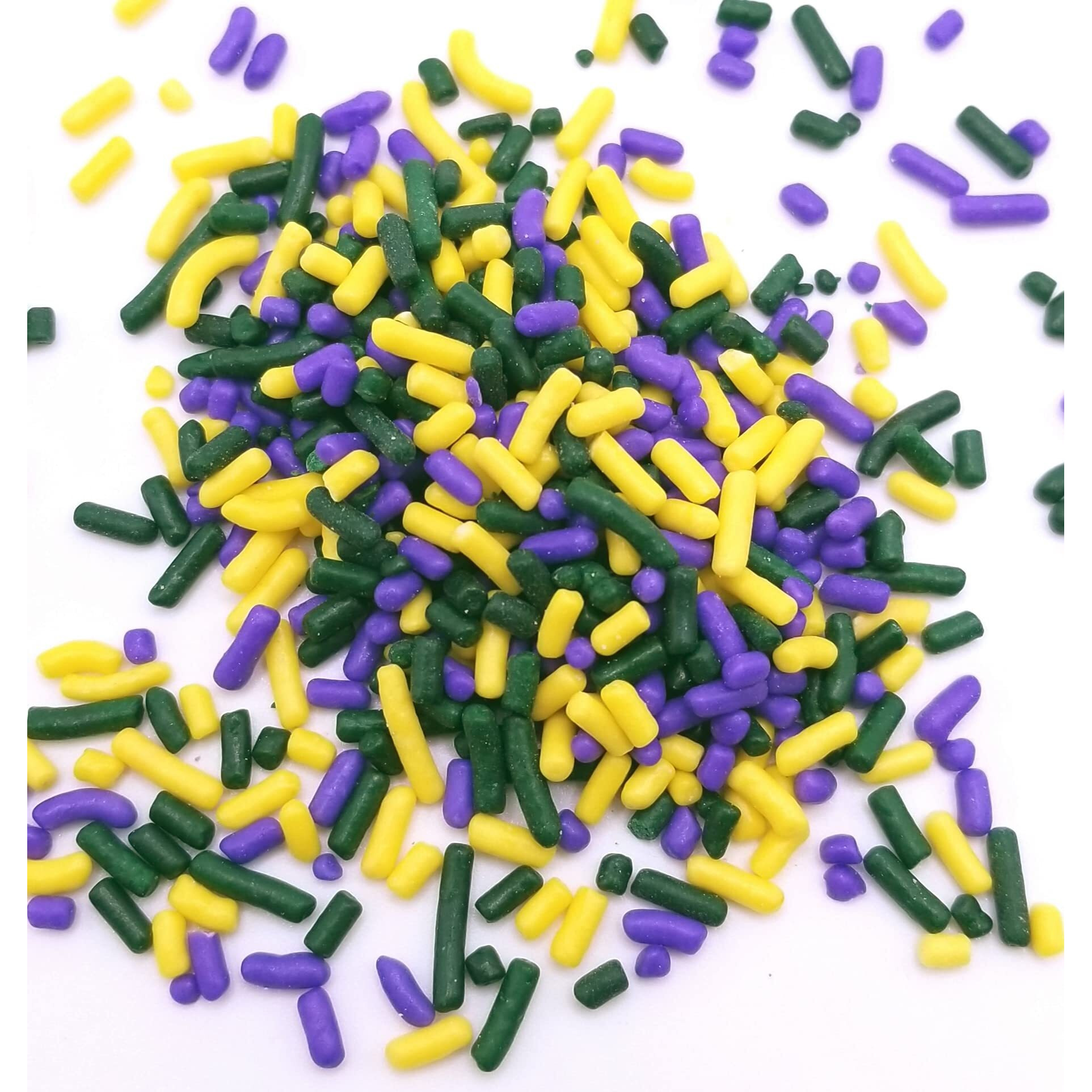 Ncs Mardi Gras Purple, Yellow, Green Edible Jimmies Mix Sprinkles, 8 Ounces - Great For Cupcakes, Cookies, Cakes, Cakes Pops