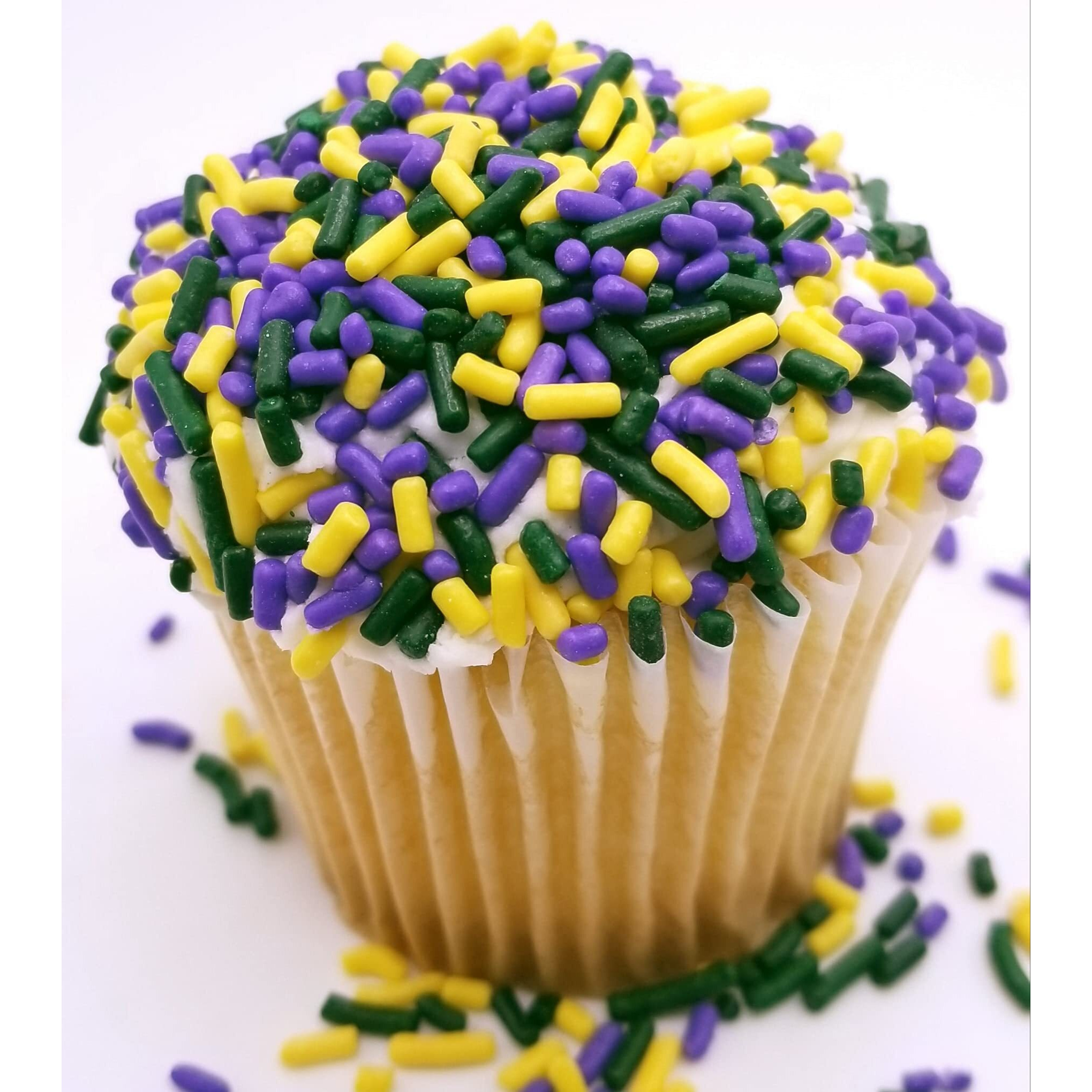Ncs Mardi Gras Purple, Yellow, Green Edible Jimmies Mix Sprinkles, 8 Ounces - Great For Cupcakes, Cookies, Cakes, Cakes Pops