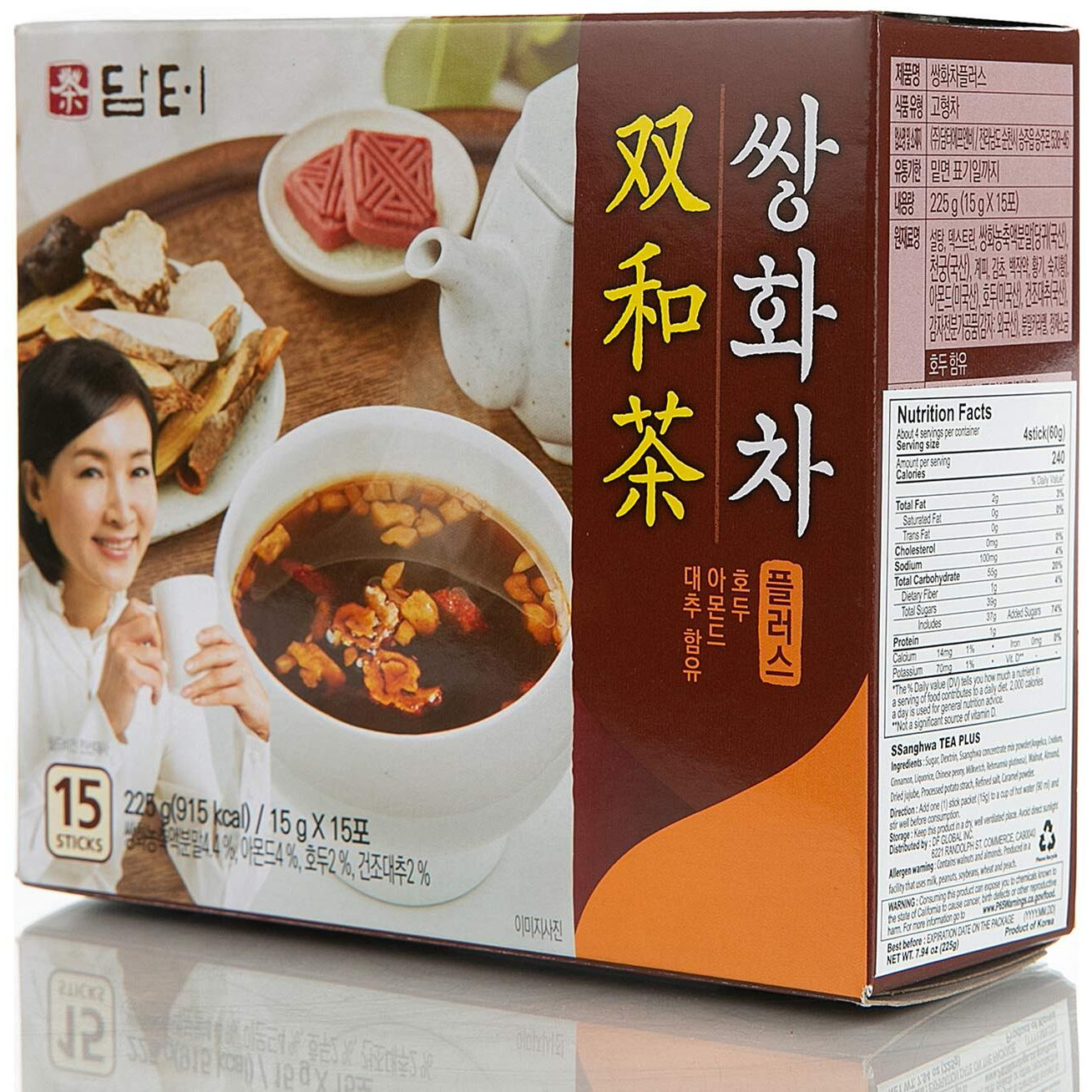 Damtuh Herbal Tea (Ssanghwa Tea) Herbal Plus 15G X 15 Sticks