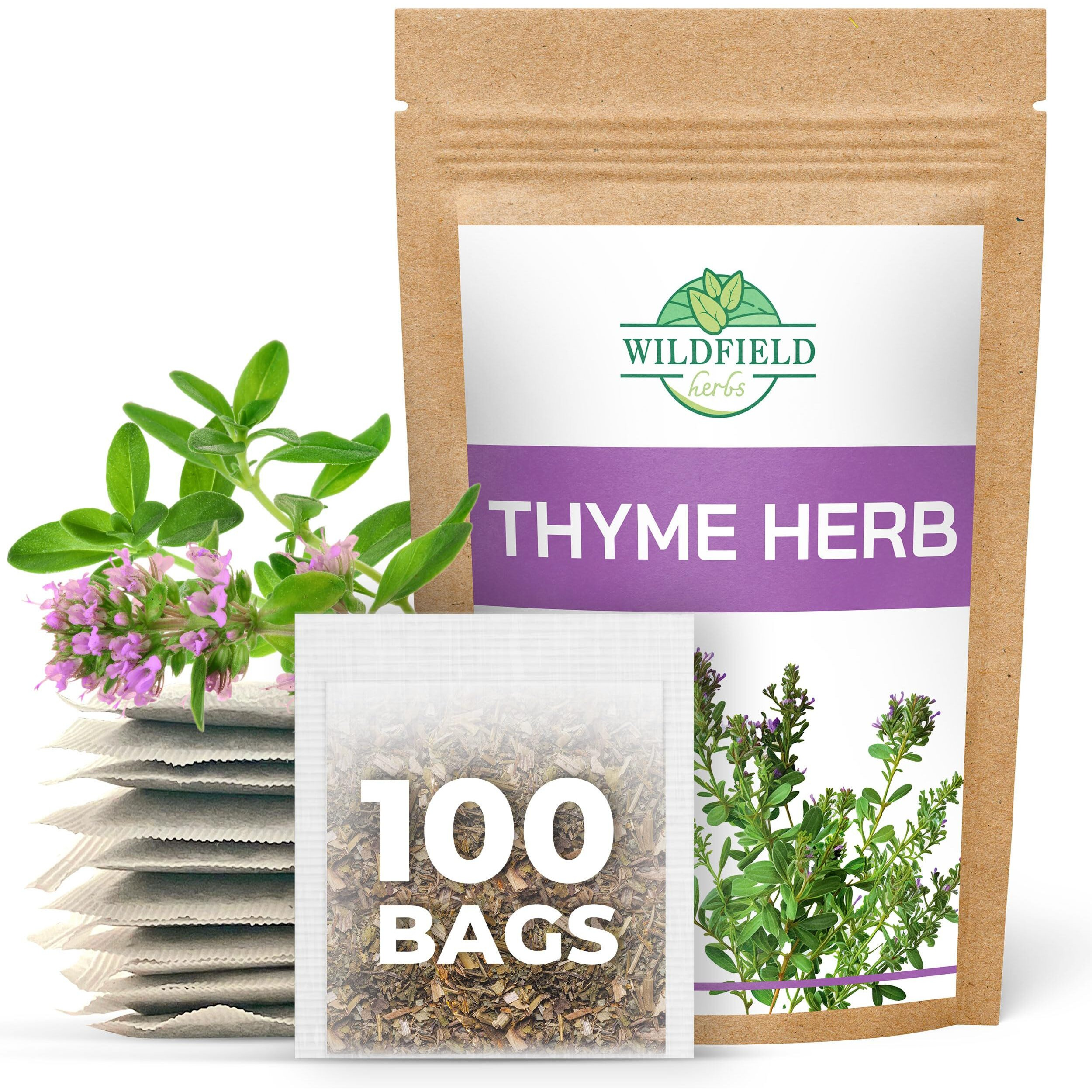100 Bags Thyme Tea Thyme Leaves Tyme Herb Tea (Thymi Serpiylli Herba) - 100 Count 1.5 G Tea Bags Thymus Serpyllum Herb Tea Breckland Creeping Thyme