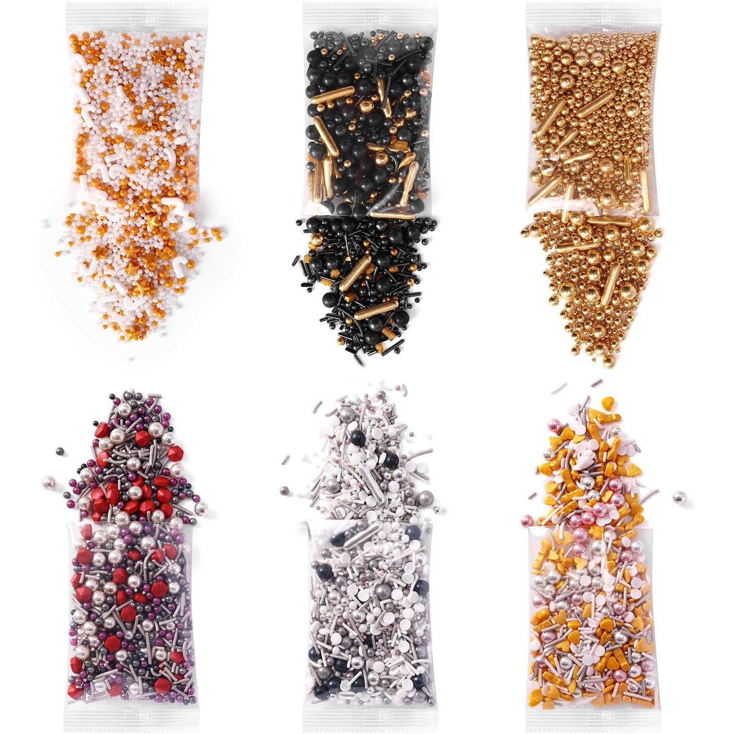 Sprinkles For Cake Decorating, Cupcake, Cookies, Ice Cream Topper, 6 Packs Gold Sprinkles, Silver Sprinkles, Luxury Of Assorted Sprinkles For Cake Baking, Perfect For Birthdays, Wedding