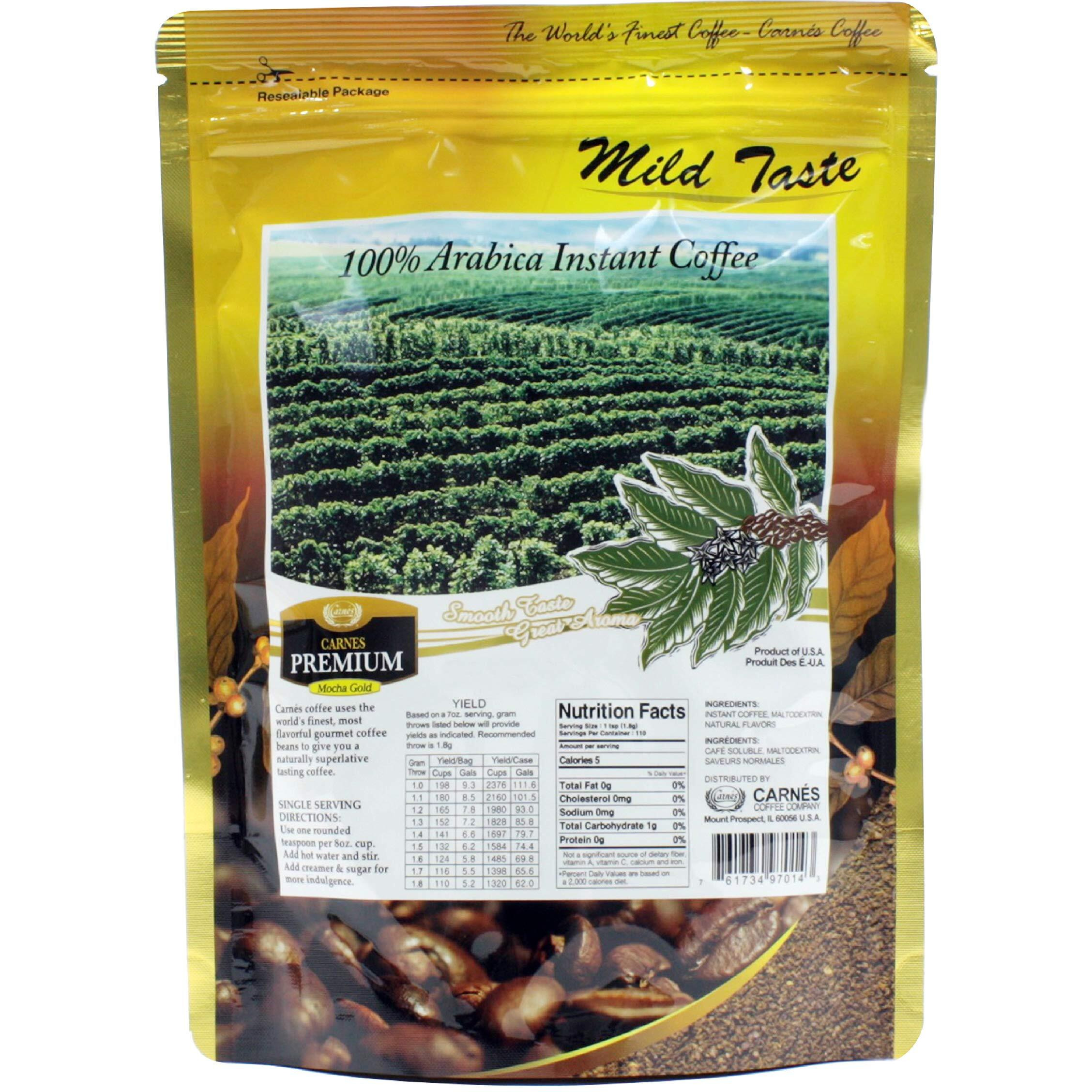 Carnes Premium Instant Coffee 100% Arabica Coffee (Mocha, 7Oz_1 Pack)