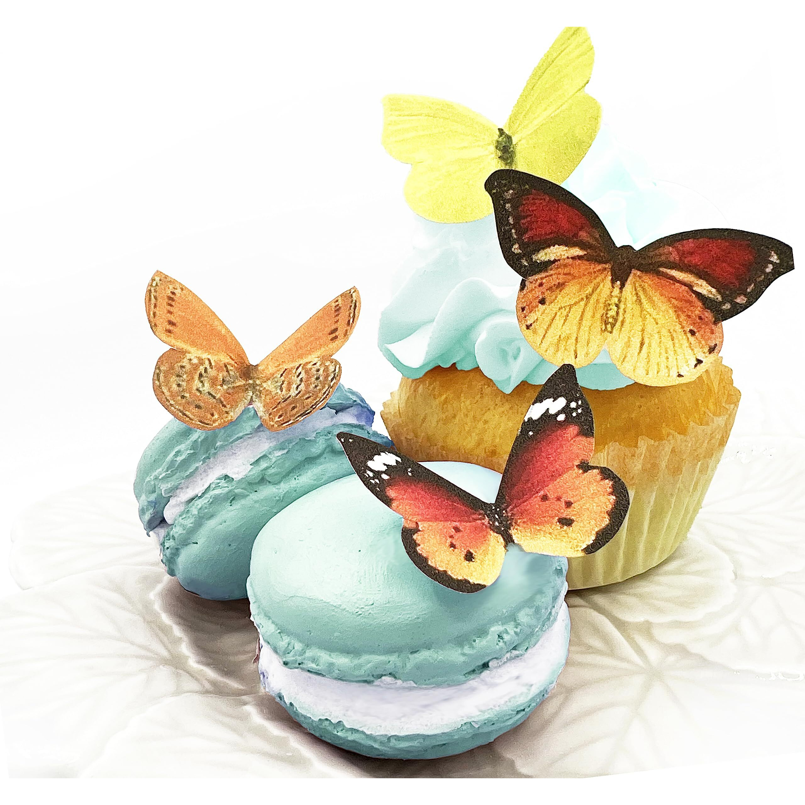 Sugar Robot Inc. Edible Butterflies Small Premium Crafted Made In The Usa Cake And Cupcake Toppers, Decoration (Orange And Yellow)