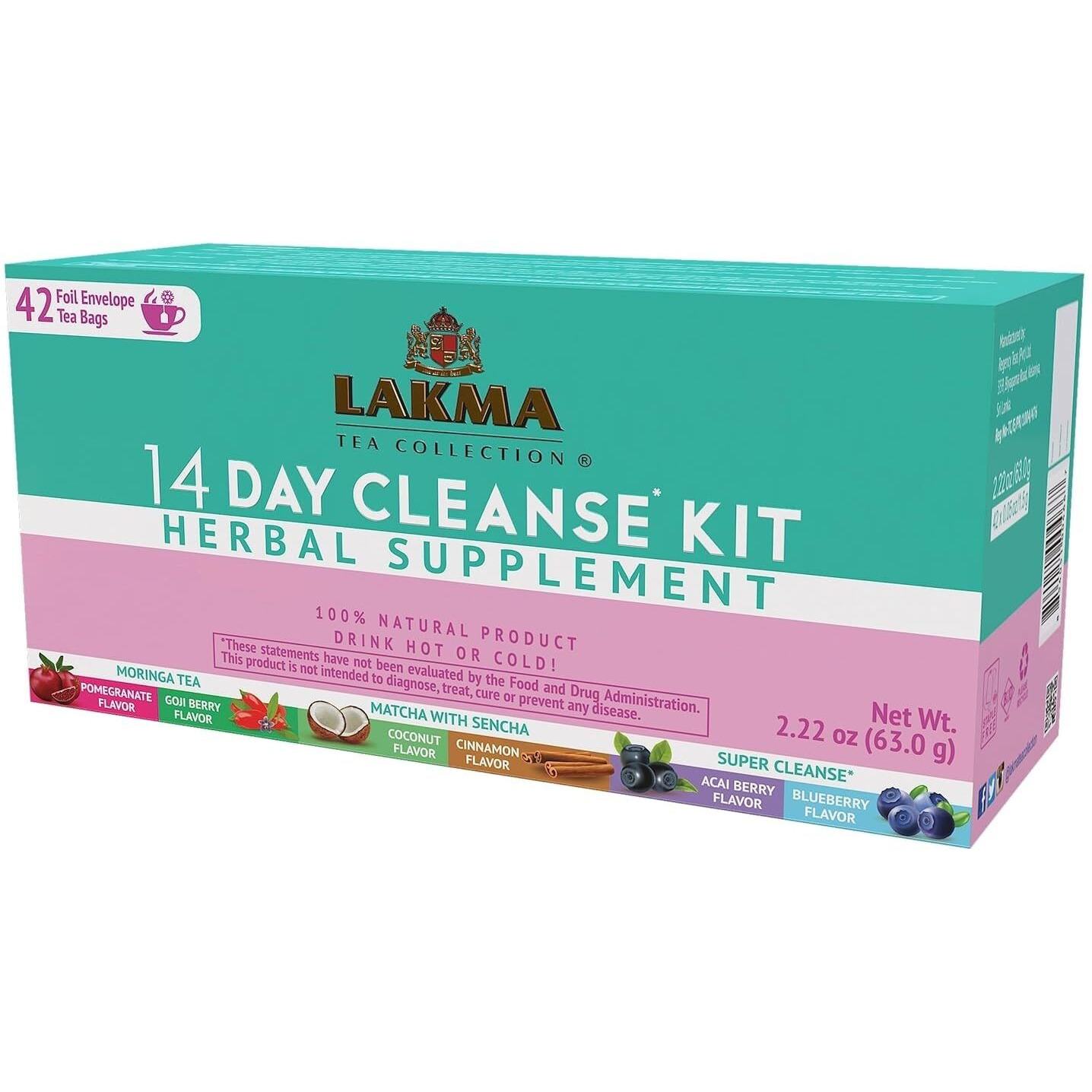 Lakma 14 Day Cleanse Kit Green Tea - 42 Tea Bags