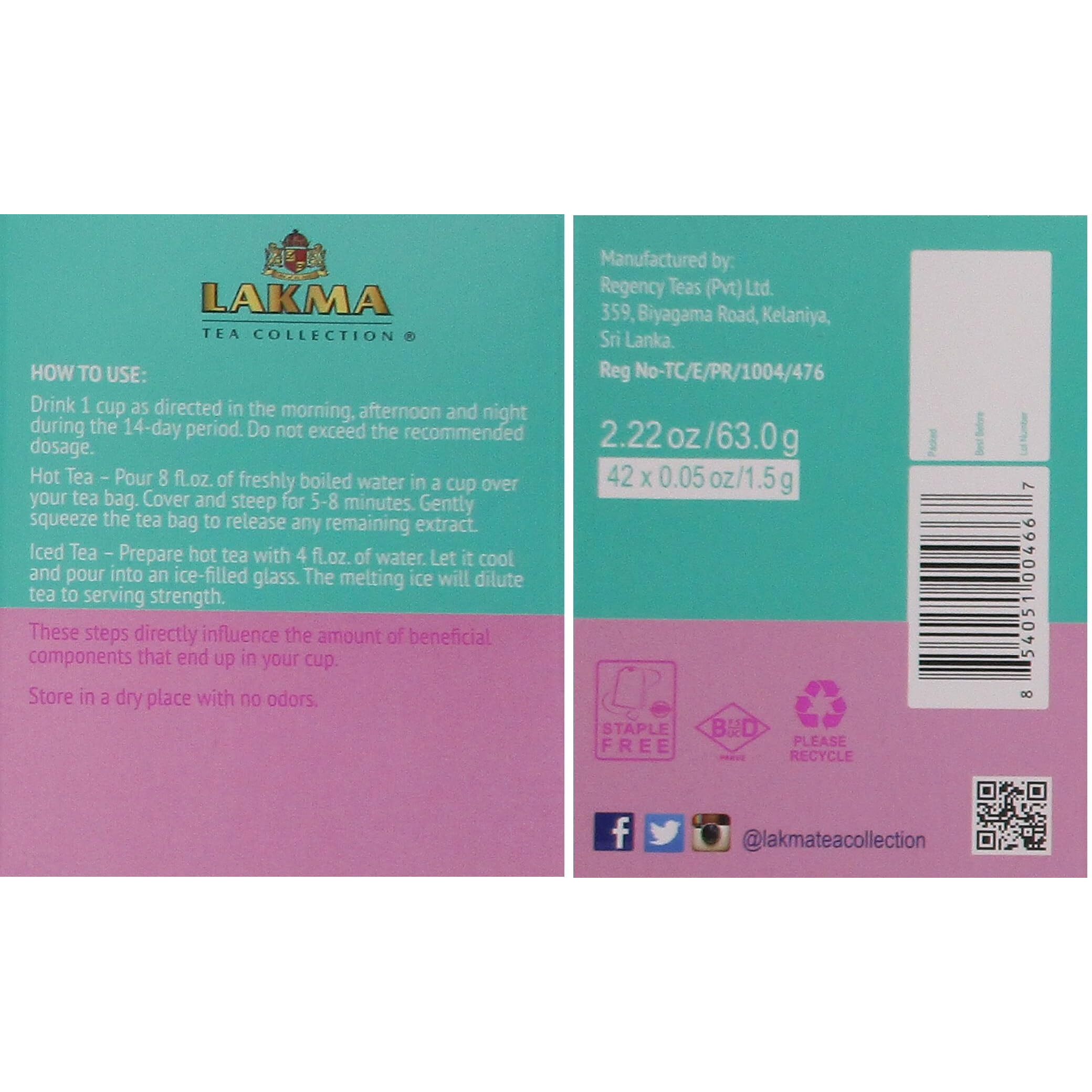 Lakma 14 Day Cleanse Kit Green Tea - 42 Tea Bags