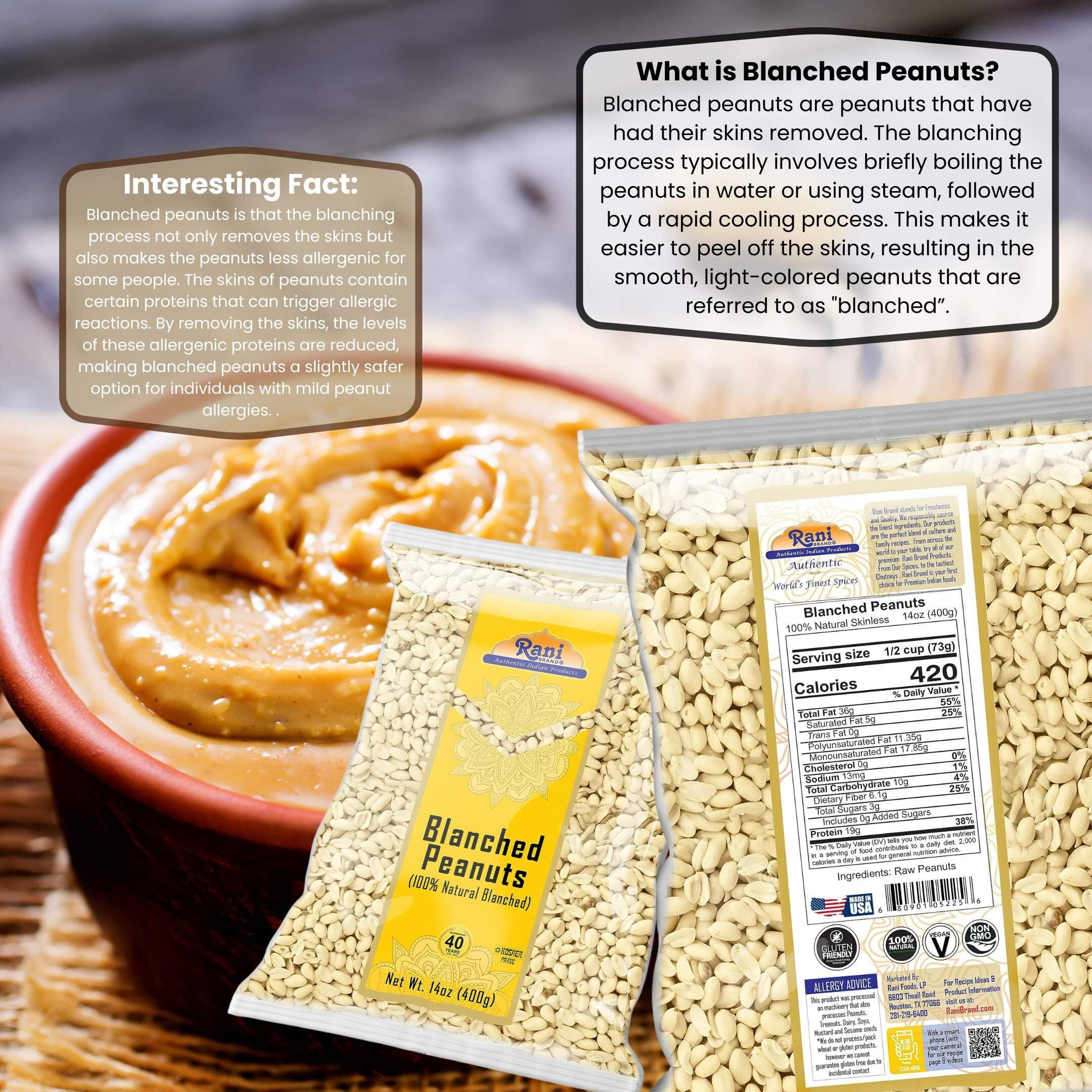 Rani Peanuts Skinless (Blanched, Uncooked) 14Oz (400G) ~ All Natural | Vegan | Gluten Friendly | Kosher | Fresh Product Of Usa ~ Spanish Grade Groundnuts