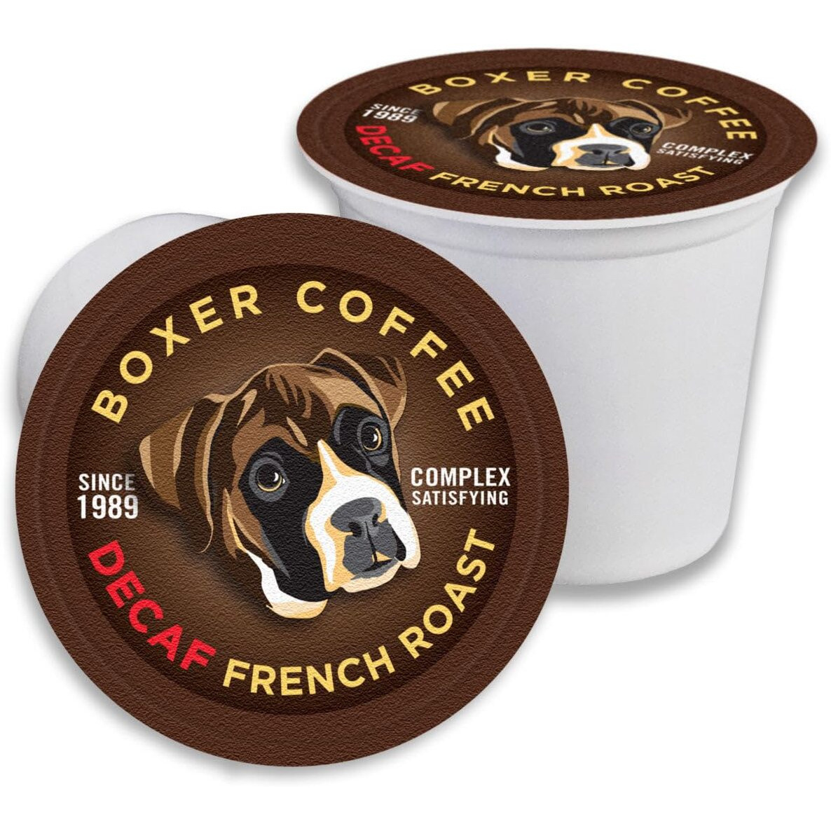 Boxer Coffee 52 Count Decaf French Roast Swiss Water Process Single-Serve Cups Pods Specialty Grade Gourmet Artisan Coffee, Keurig K-Cup 2.0 Compatible