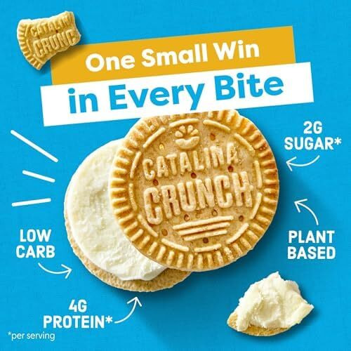 Catalina Crunch Vanilla Crme Sandwich Cookies, 8.9 Oz (21 Cookies) | Low Carb, Low-Sugar Snacks, Keto Snacks