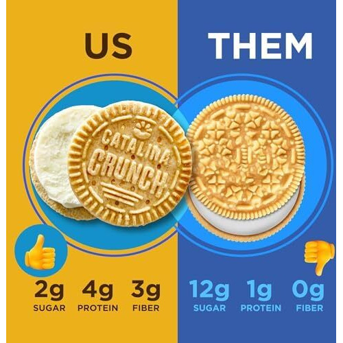 Catalina Crunch Vanilla Crme Sandwich Cookies, 8.9 Oz (21 Cookies) | Low Carb, Low-Sugar Snacks, Keto Snacks