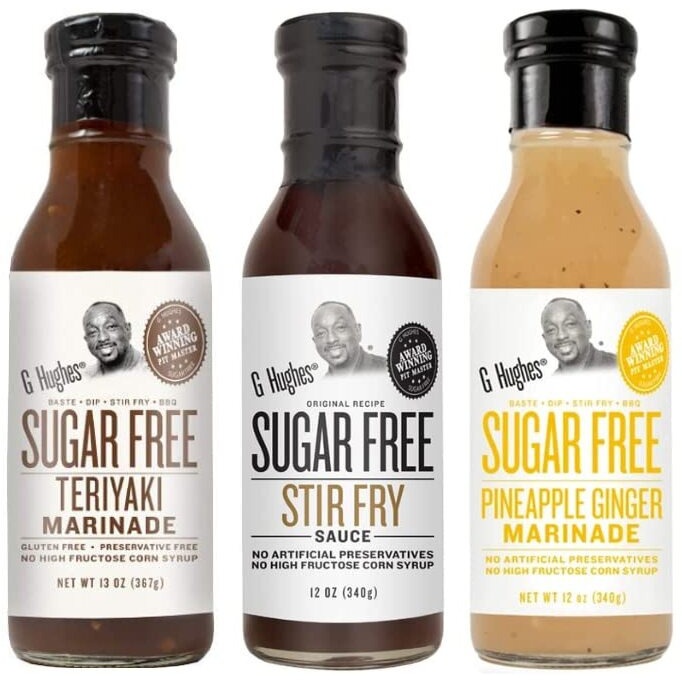 G Hughes Sugar Free Stir Fry Sauces Variety Pack - Stir Fry Sauces And Dressings, Gluten Free Dipping Sauces, Keto Friendly - Teriyaki Marinade, Stir Fry Sauce, & Pineapple Ginger Marinade (3 Pack)