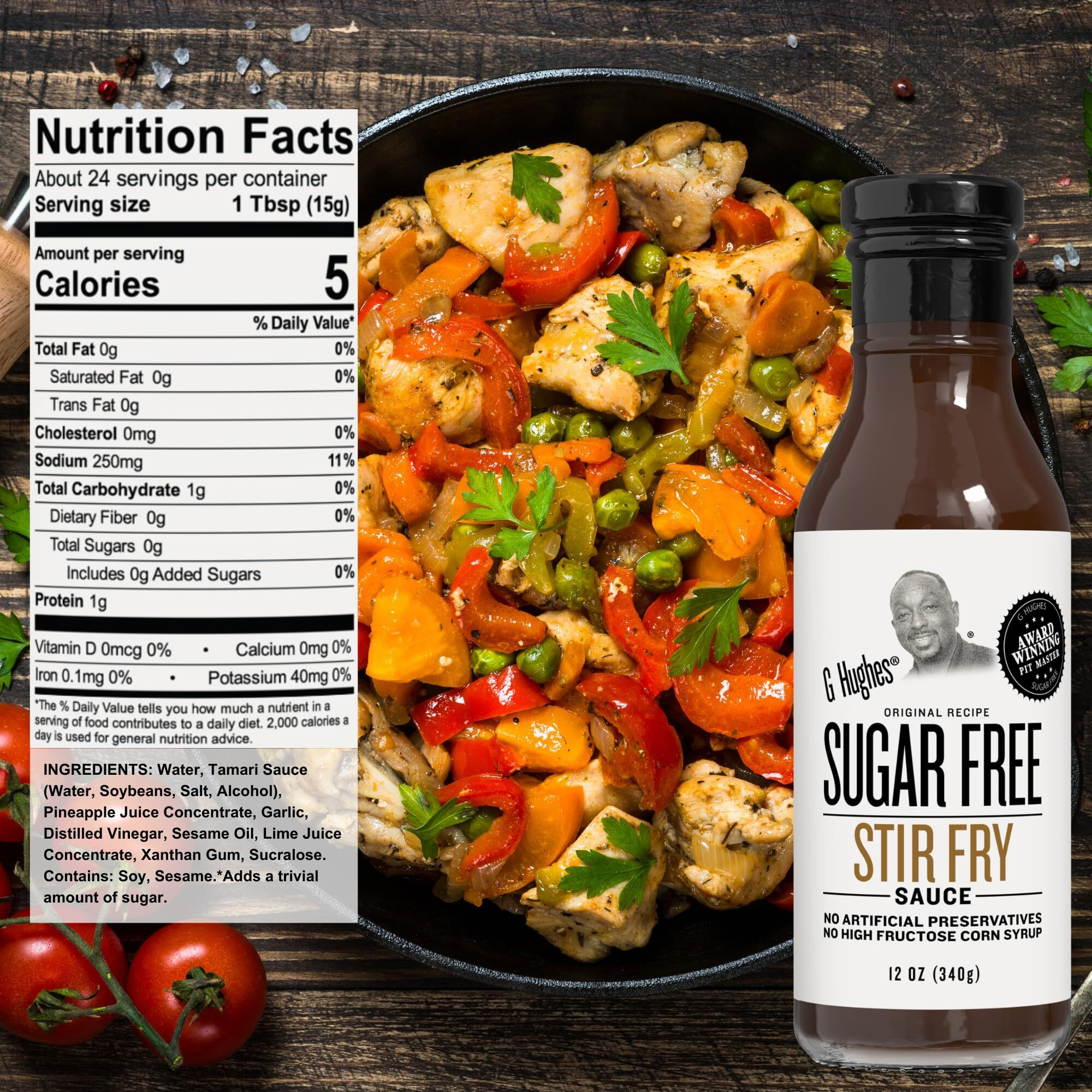G Hughes Sugar Free Stir Fry Sauces Variety Pack - Stir Fry Sauces And Dressings, Gluten Free Dipping Sauces, Keto Friendly - Teriyaki Marinade, Stir Fry Sauce, & Pineapple Ginger Marinade (3 Pack)