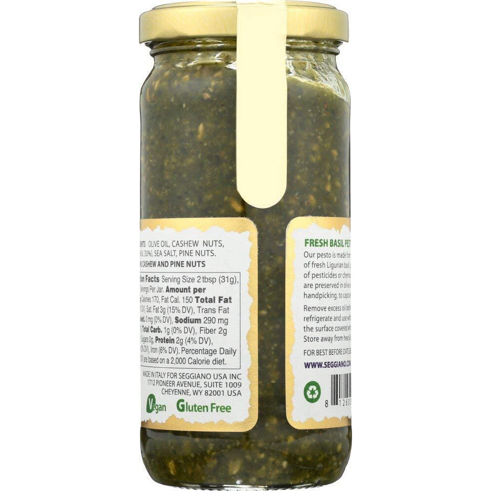 Seggiano Fresh Basil Pesto, Raw Basil Pesto Genovese - 7 Oz | Pack Of 6
