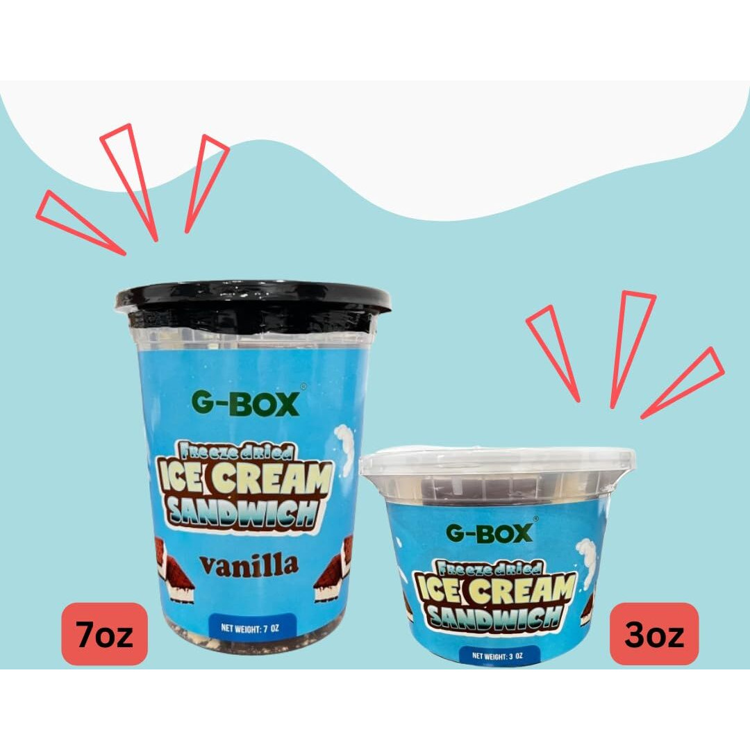 G-Box Freeze Dried Ice Cream Sandwiches (Vanilla, 7 Oz) | Freeze Dried Backpacking & Camping Food, Nasa Space Dessert, Perfect For Camping, Outdoor, Party - Air-Tight Sealed In A Deli Container