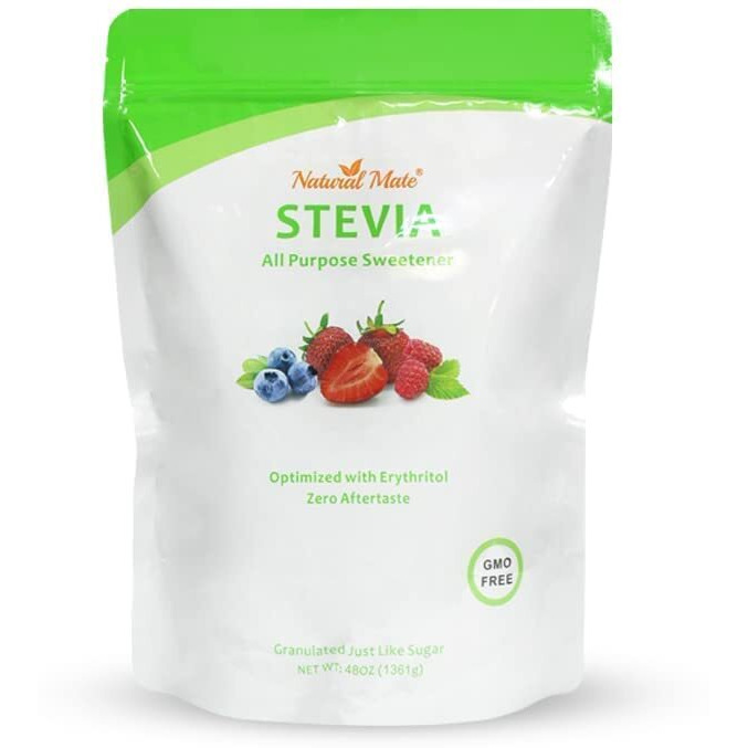 Natural Mate Zero Calorie Sweetener - Organic Stevia Granular Powder Blended With Erythritol - 21 Sugar Replacement For Keto, Paleo, Low Gi - (48Oz/3Lb, 1Pack)