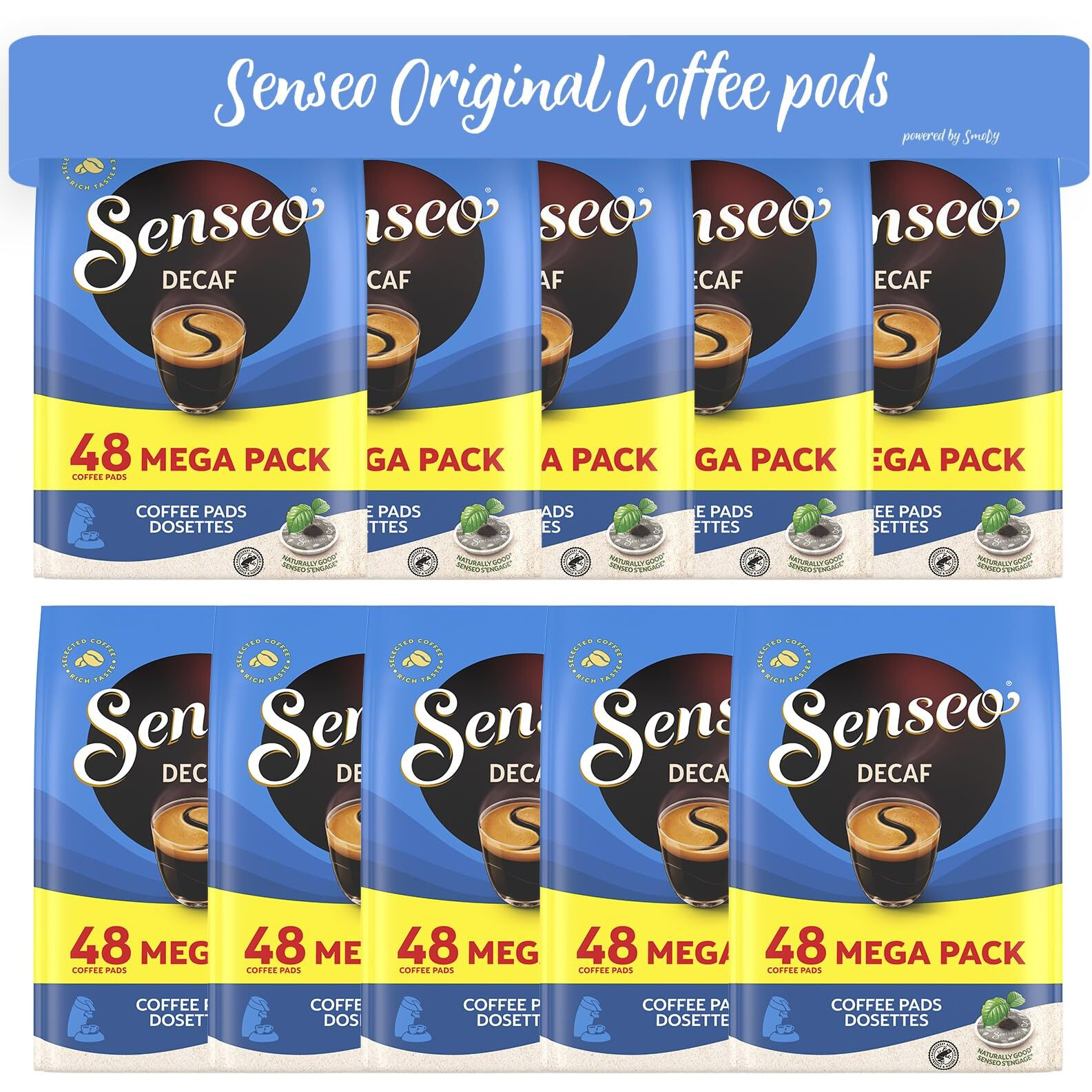 Senseo Decaf Coffee Pods - 480 Count Pack Of 10 (48 Pods Each) - Perfect For Coffee Makers - Enjoy Rich, Full Flavor Without The Caffeine - Convenient, Single-Serve Pods For Anytime Enjoyment