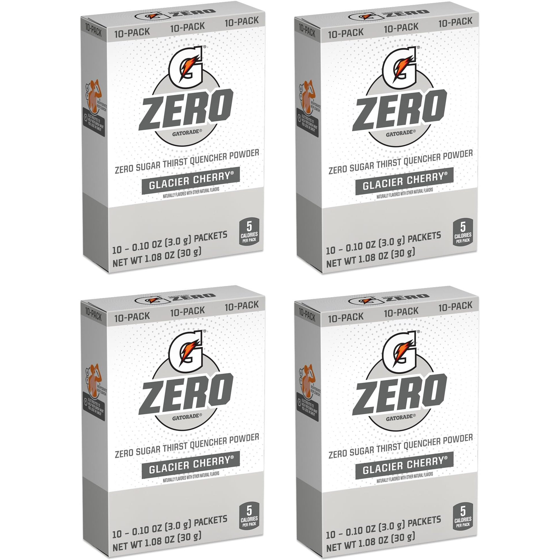 G Zero Thirst Quencher Powder Packets, 0.10 Oz Individual Packets (40 Count) (Glacier Cherry)
