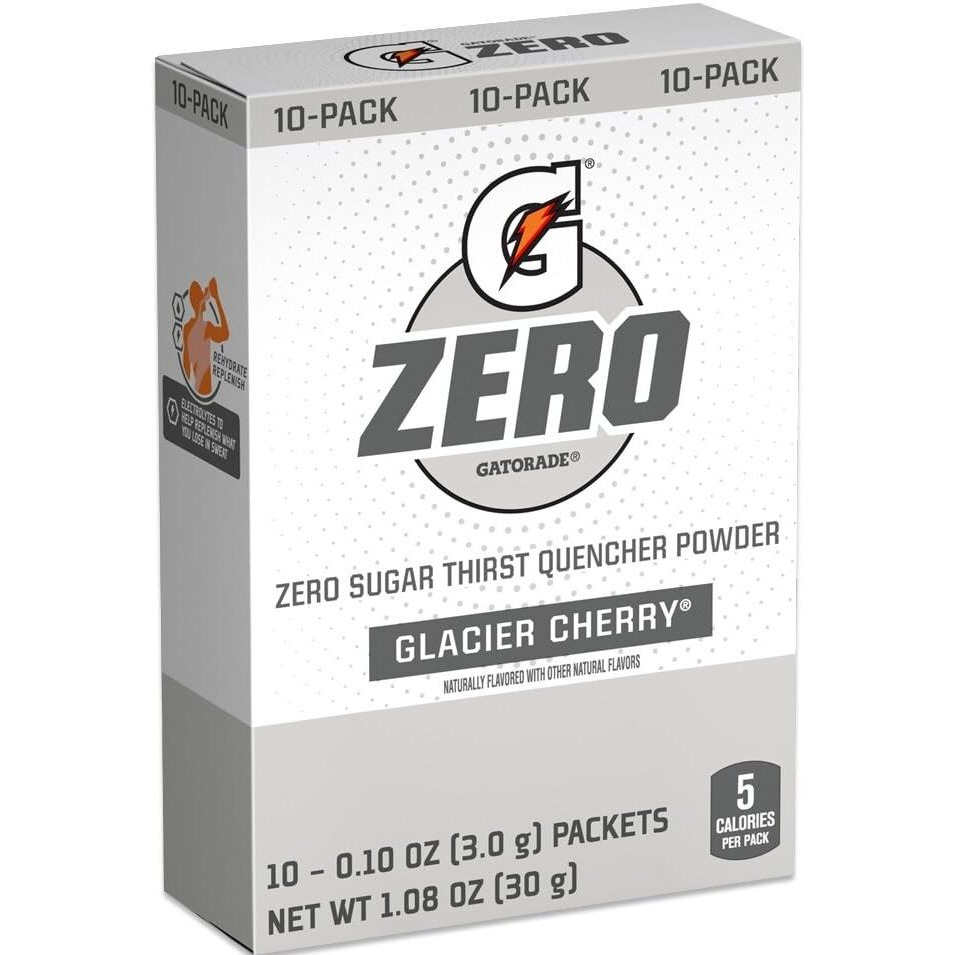 G Zero Thirst Quencher Powder Packets, 0.10 Oz Individual Packets (40 Count) (Glacier Cherry)