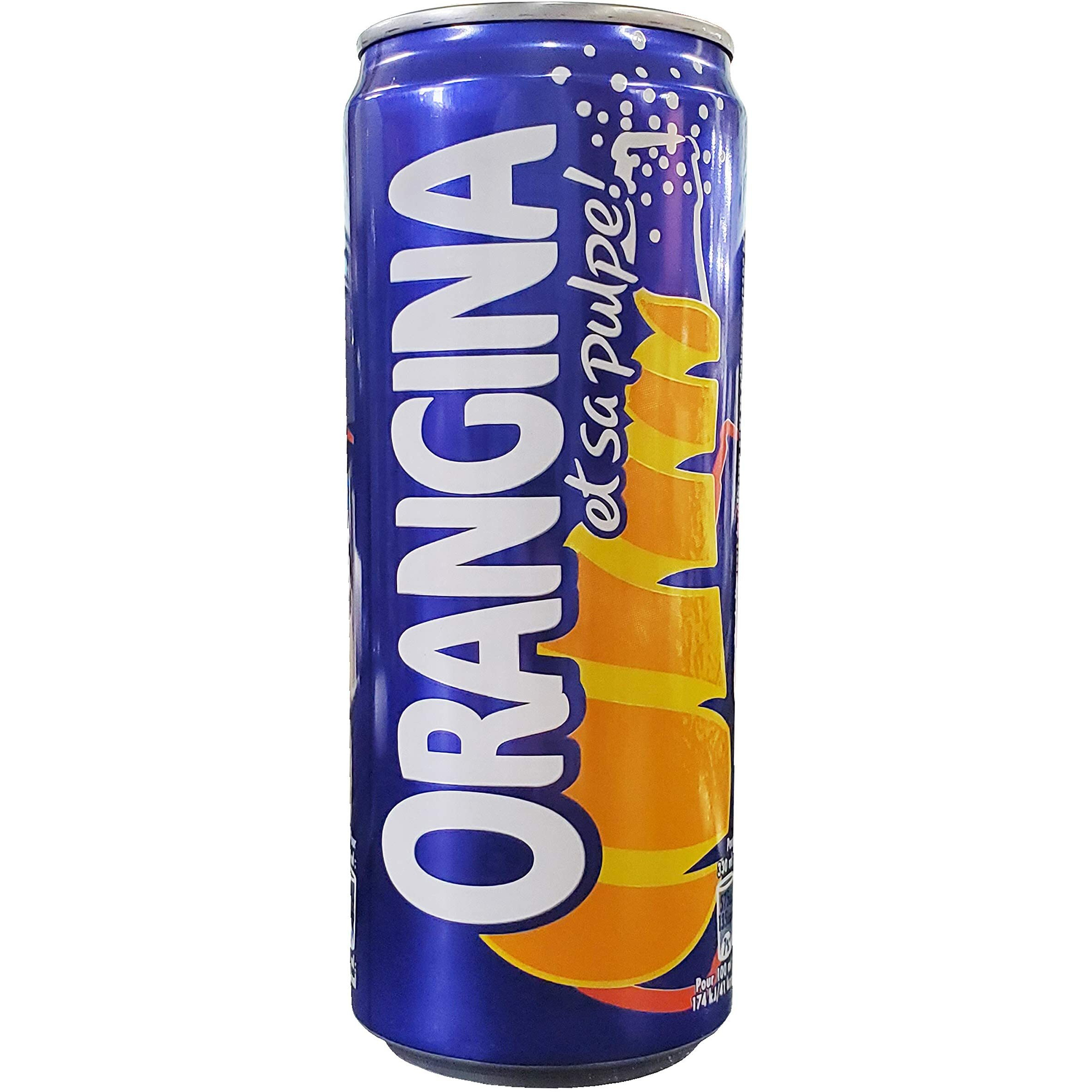 Orangina Et Sa Pulpe - French Imported Orange Pulp Soda Tall Cans (12 Pack, Total Of 138Oz)