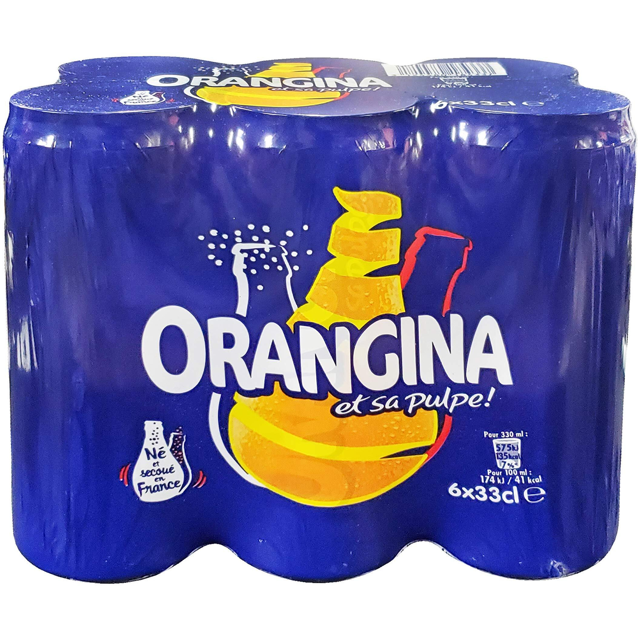 Orangina Et Sa Pulpe - French Imported Orange Pulp Soda Tall Cans (12 Pack, Total Of 138Oz)