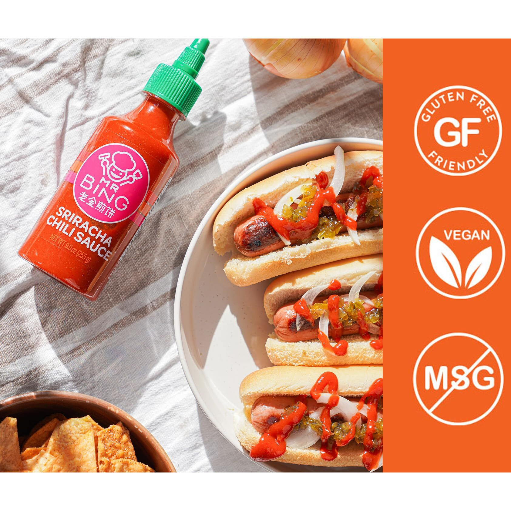 Mr. Bing Sriracha Chili Sauce 18Oz | Made With Thai Chilis From Family Owned Farms | Spicy Bold Flavor Perfect For Sauces, Dips, Marinades (18 Oz, 1, Count)
