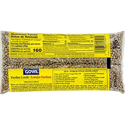 Goya Foods Pardina Lentils, Dry, 16 Ounce (Pack Of 24)