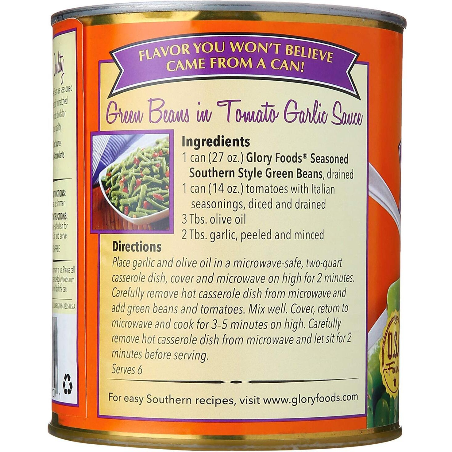 Glory Foods Seasoned Southern Style Green Beans (6 Pack, Total Of 162Oz)