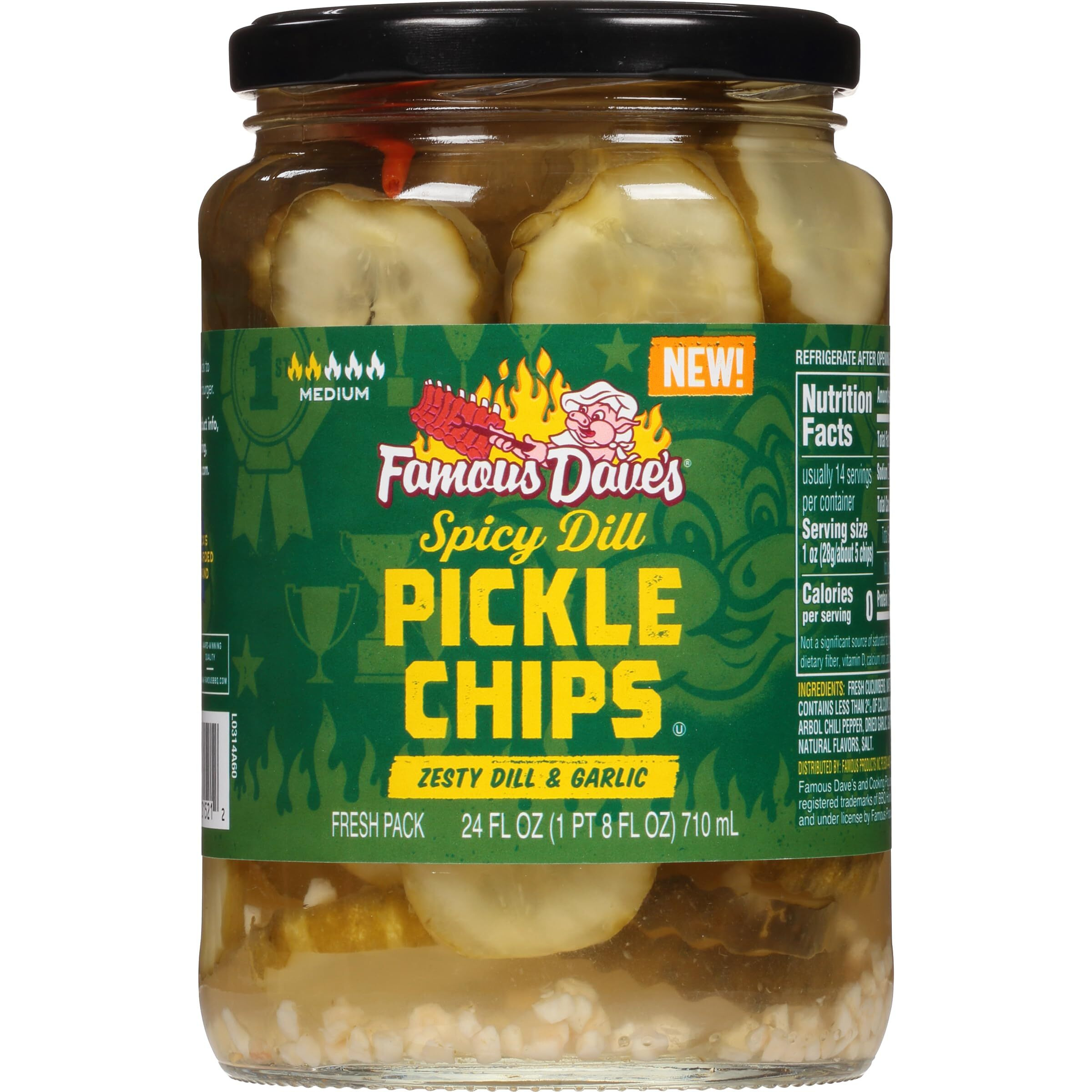 Famous Dave's Pickle Variety Bundle - 2 Pck Sweet N' Spicy Pickle Chips & 1 Pck Spicy Dill Pickle Chips (72 Oz.)